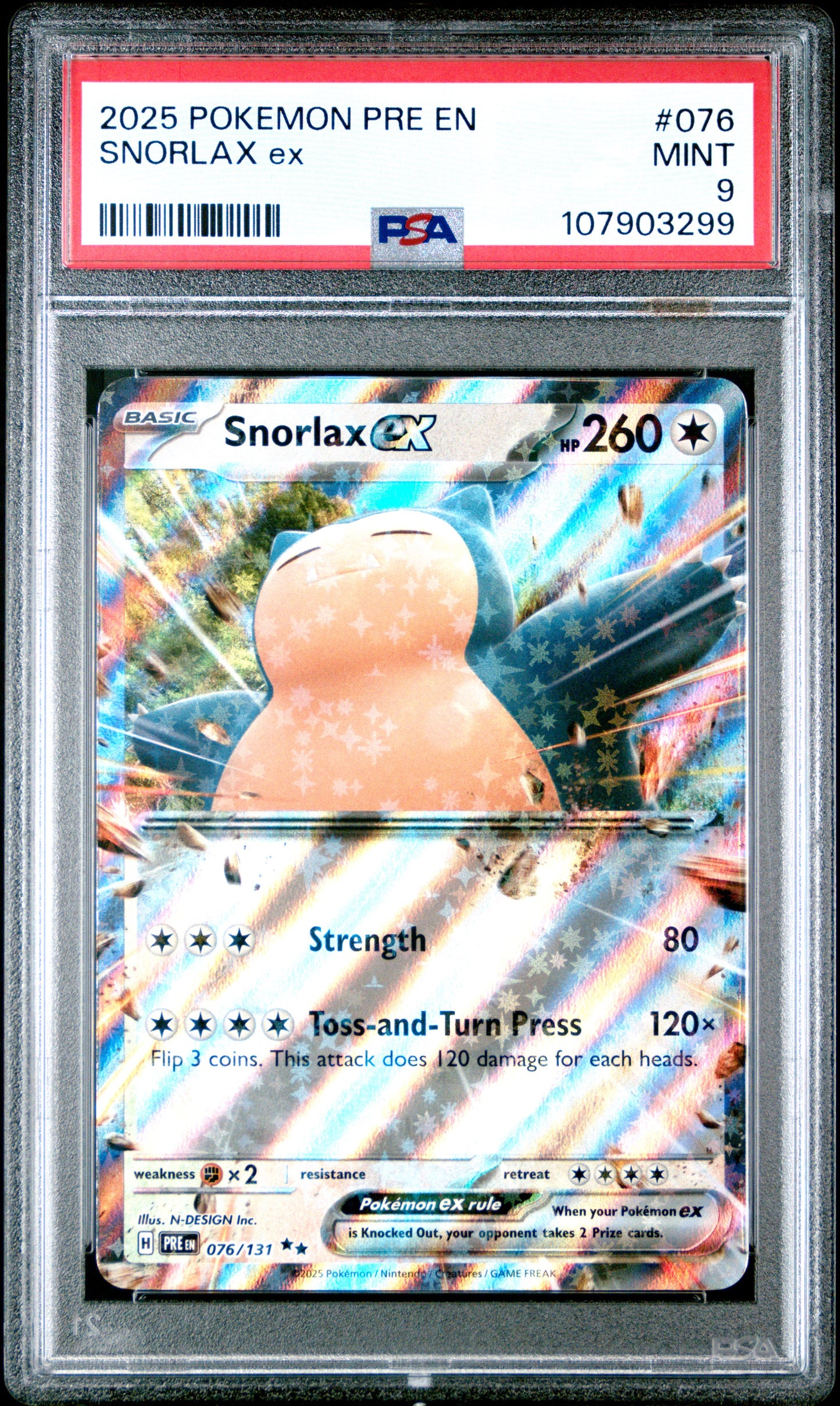 SNORLAX EX 76/131 Common POKEMON PRE EN-PRISMATIC EVOLUTIONS PSA9 MINT 9 PSA population 238 <a href=https://www.psacard.com/cert/107903299/psa>https://www.psacard.com/cert/107903299/psa</a>