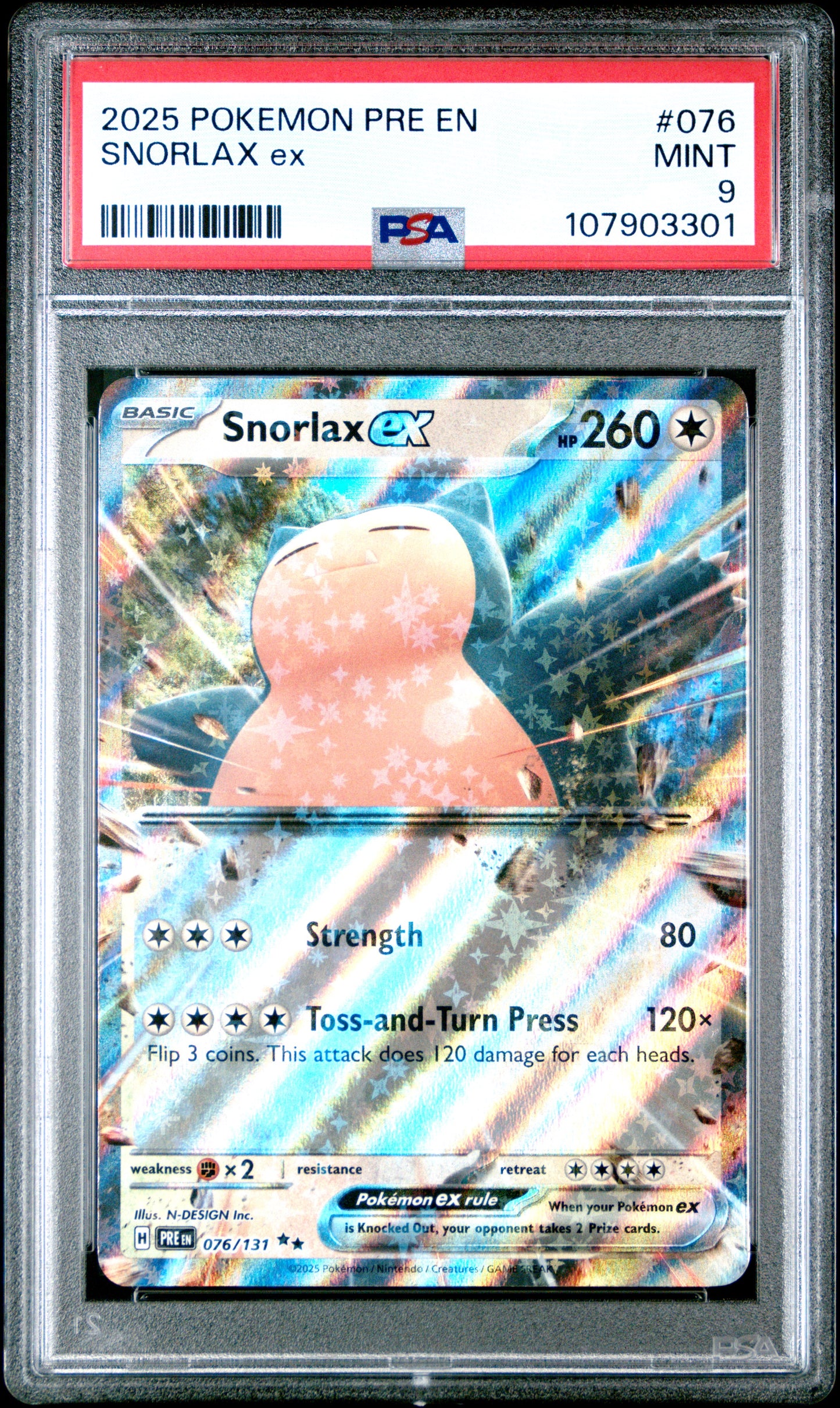 SNORLAX EX 76/131 Common POKEMON PRE EN-PRISMATIC EVOLUTIONS PSA9 MINT 9 PSA population 238 <a href=https://www.psacard.com/cert/107903301/psa>https://www.psacard.com/cert/107903301/psa</a>