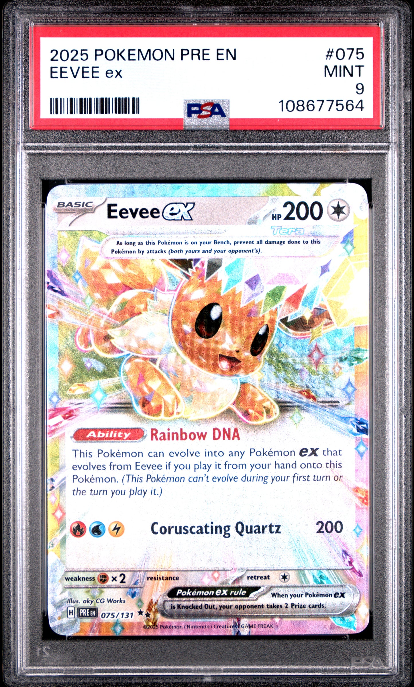 EEVEE EX 75/131 Common POKEMON PRE EN-PRISMATIC EVOLUTIONS PSA9 MINT 9 PSA population 902 <a href=https://www.psacard.com/cert/108677564/psa>https://www.psacard.com/cert/108677564/psa</a>