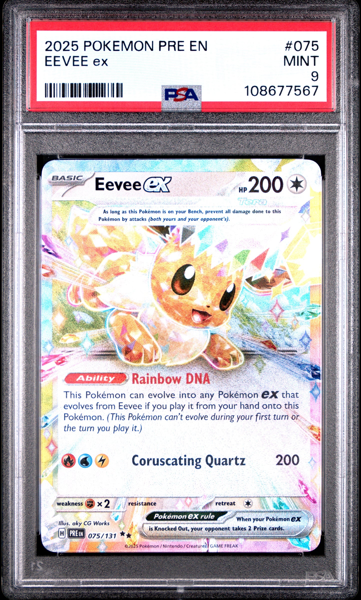 EEVEE EX 75/131 Common POKEMON PRE EN-PRISMATIC EVOLUTIONS PSA9 MINT 9 PSA population 902 <a href=https://www.psacard.com/cert/108677567/psa>https://www.psacard.com/cert/108677567/psa</a>