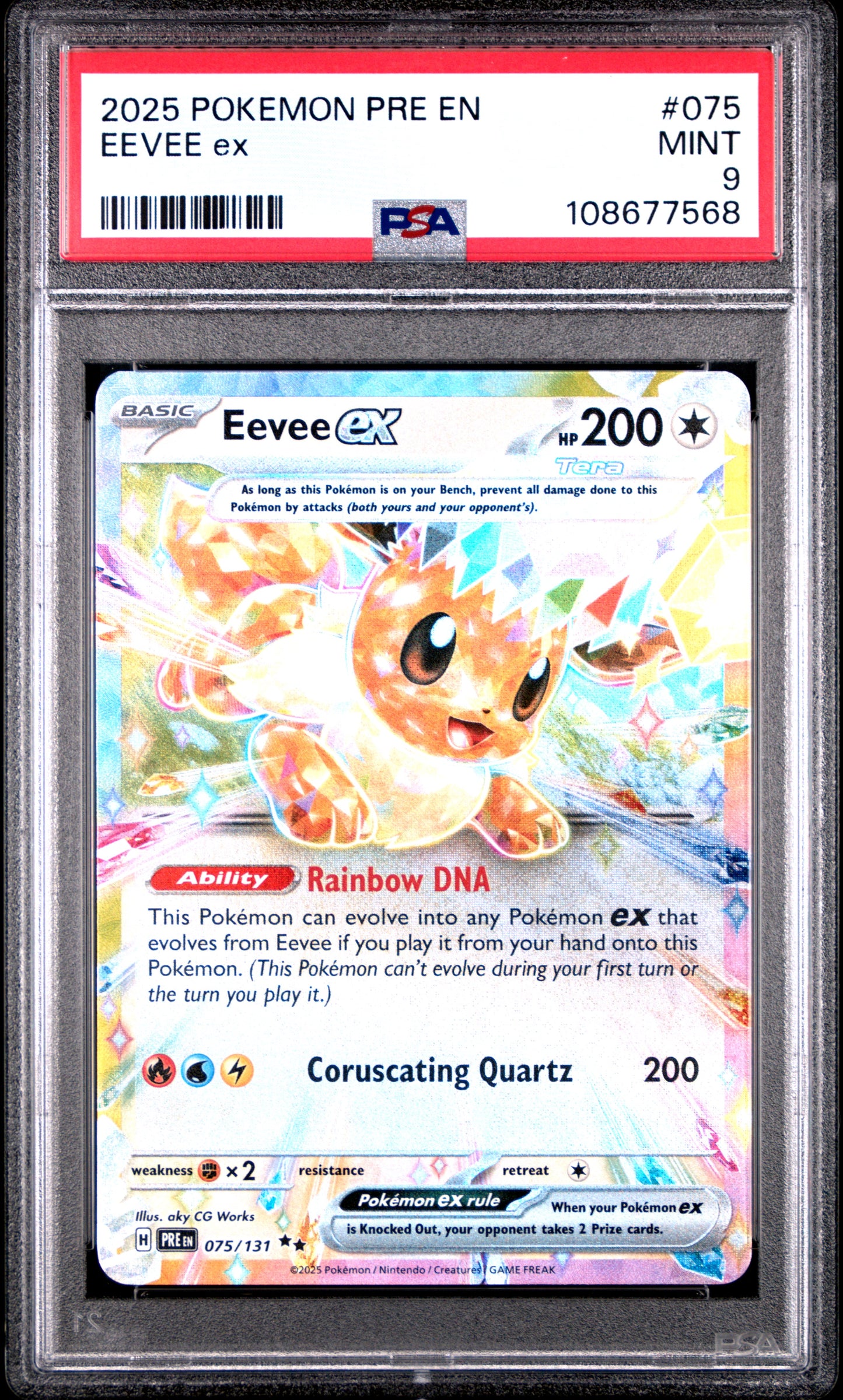 EEVEE EX 75/131 Common POKEMON PRE EN-PRISMATIC EVOLUTIONS PSA9 MINT 9 PSA population 902 <a href=https://www.psacard.com/cert/108677568/psa>https://www.psacard.com/cert/108677568/psa</a>