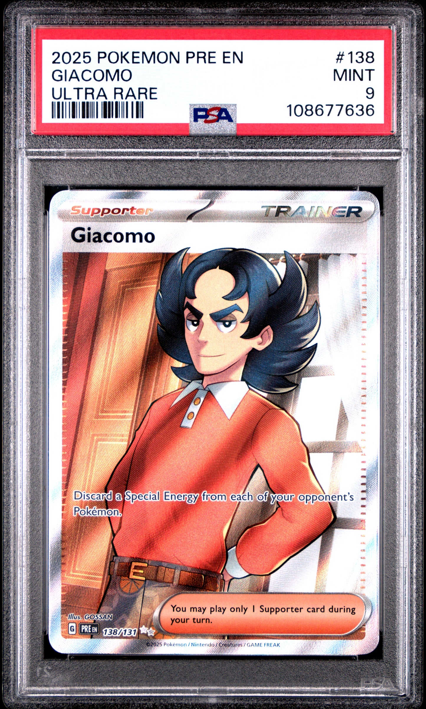 GIACOMO 138/131 Common POKEMON PRE EN-PRISMATIC EVOLUTIONS ULTRA RARE PSA9 MINT 9 PSA population 86 <a href=https://www.psacard.com/cert/108677636/psa>https://www.psacard.com/cert/108677636/psa</a>