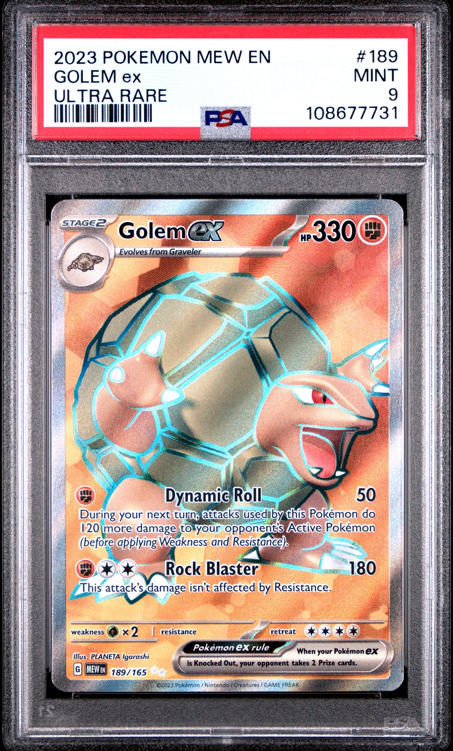 GOLEM EX 189/165 Common POKEMON MEW EN-151 ULTRA RARE PSA9 MINT 9 PSA population 580 <a href=https://www.psacard.com/cert/108677731/psa>https://www.psacard.com/cert/108677731/psa</a>
