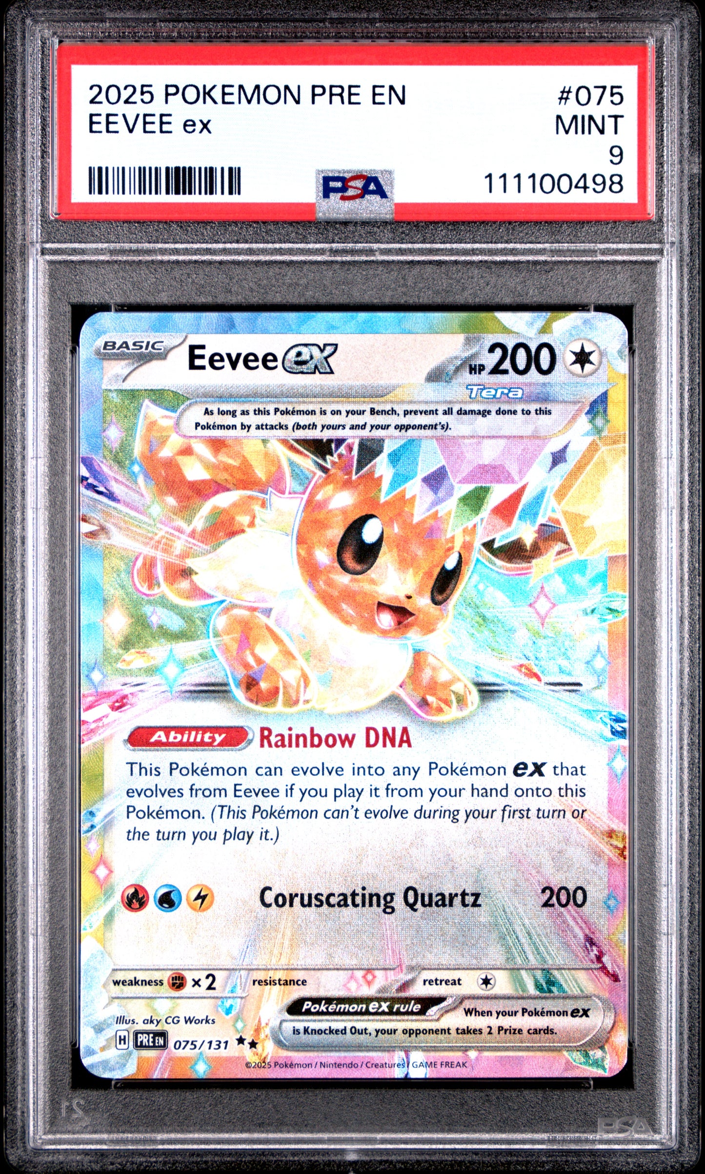 EEVEE EX 75/131 Common POKEMON PRE EN-PRISMATIC EVOLUTIONS PSA9 MINT 9 PSA population 902 <a href=https://www.psacard.com/cert/111100498/psa>https://www.psacard.com/cert/111100498/psa</a>