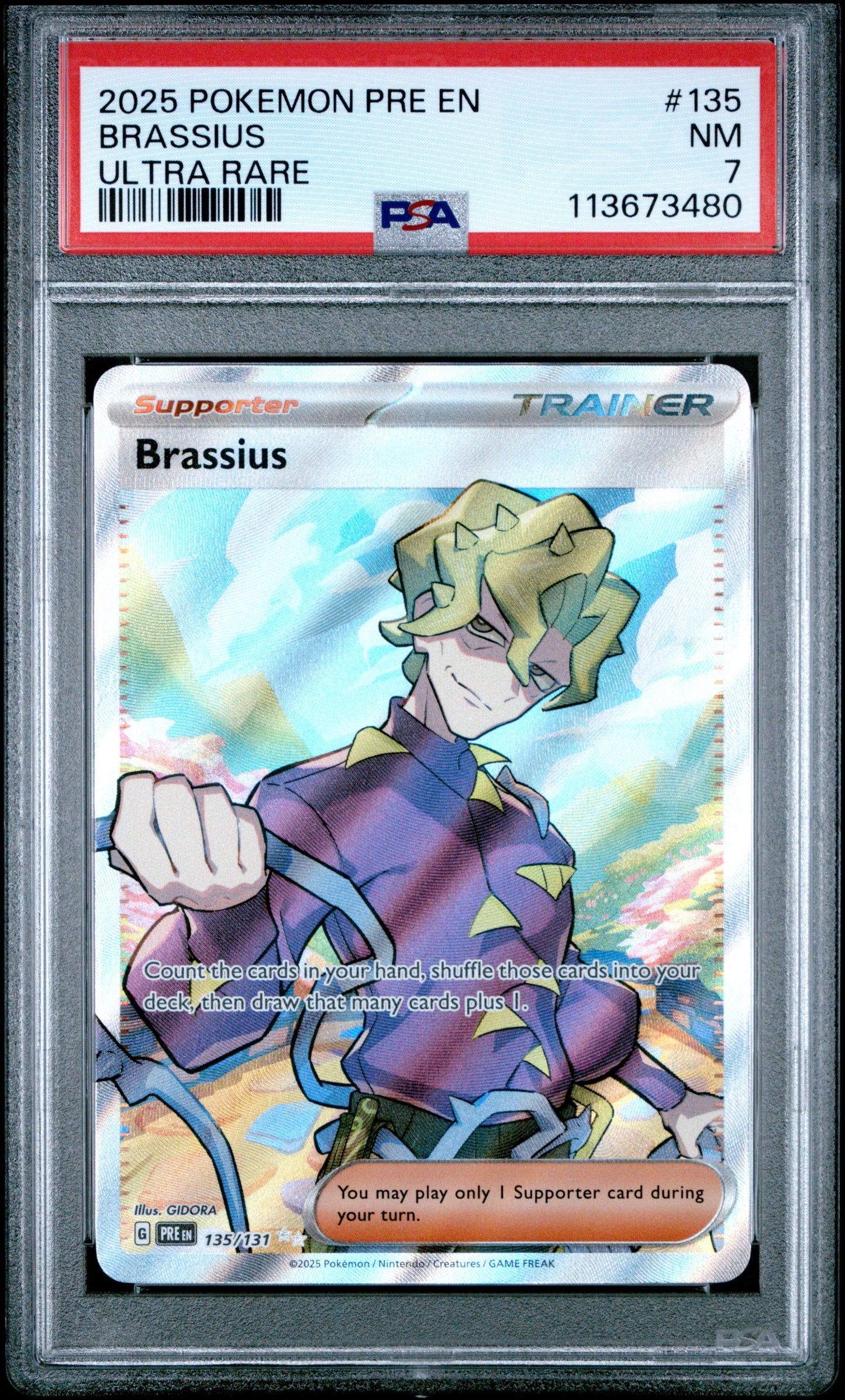 BRASSIUS 135/131 Common POKEMON PRE EN-PRISMATIC EVOLUTIONS ULTRA RARE PSA7 NM 7 PSA population 2 <a href=https://www.psacard.com/cert/113673480/psa>https://www.psacard.com/cert/113673480/psa</a>