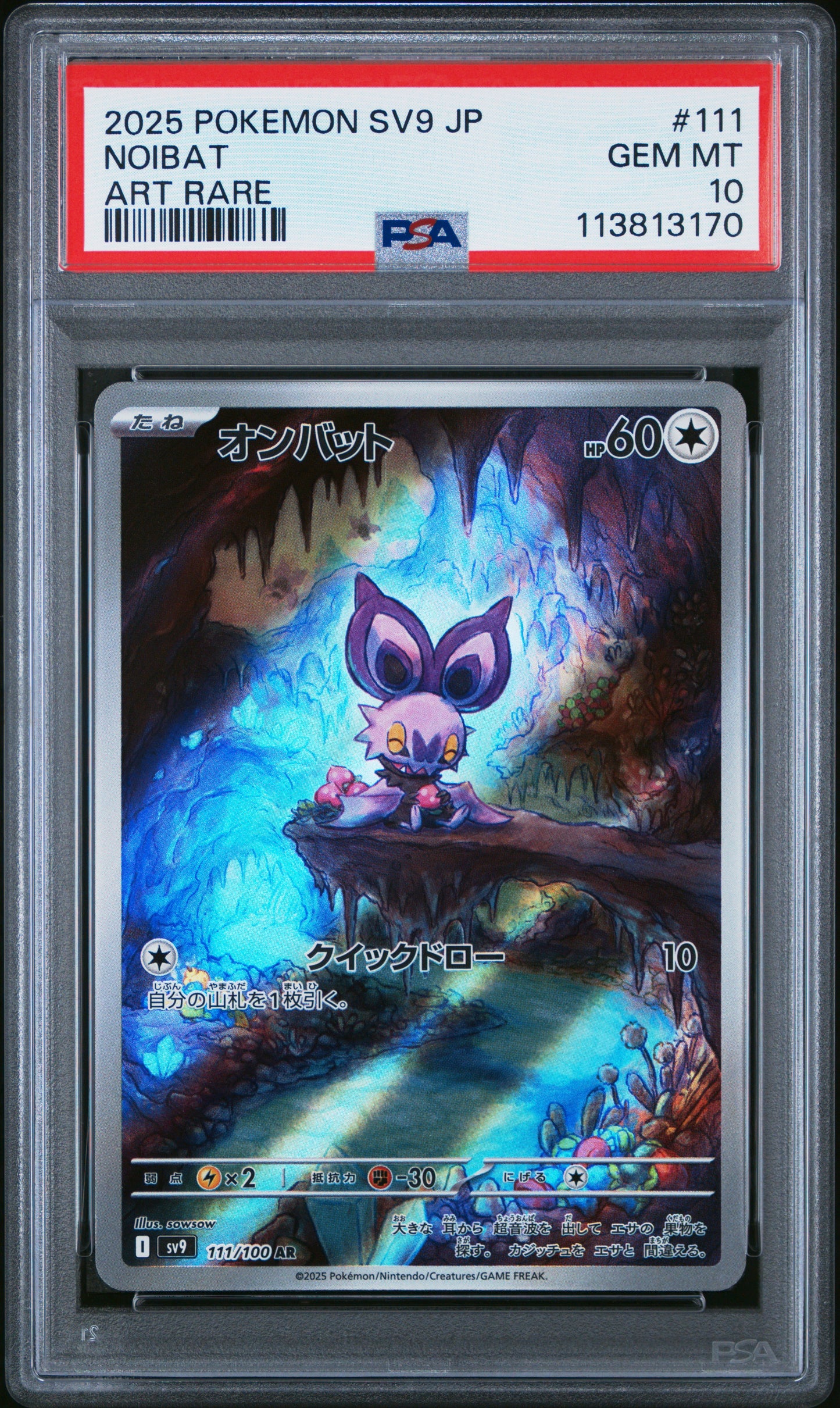NOIBAT 111/100 Common POKEMON JAPANESE SV9-BATTLE PARTNERS ART RARE PSA10 GEM MT 10 PSA population 1270 <a href=https://www.psacard.com/cert/113813170/psa>https://www.psacard.com/cert/113813170/psa</a>