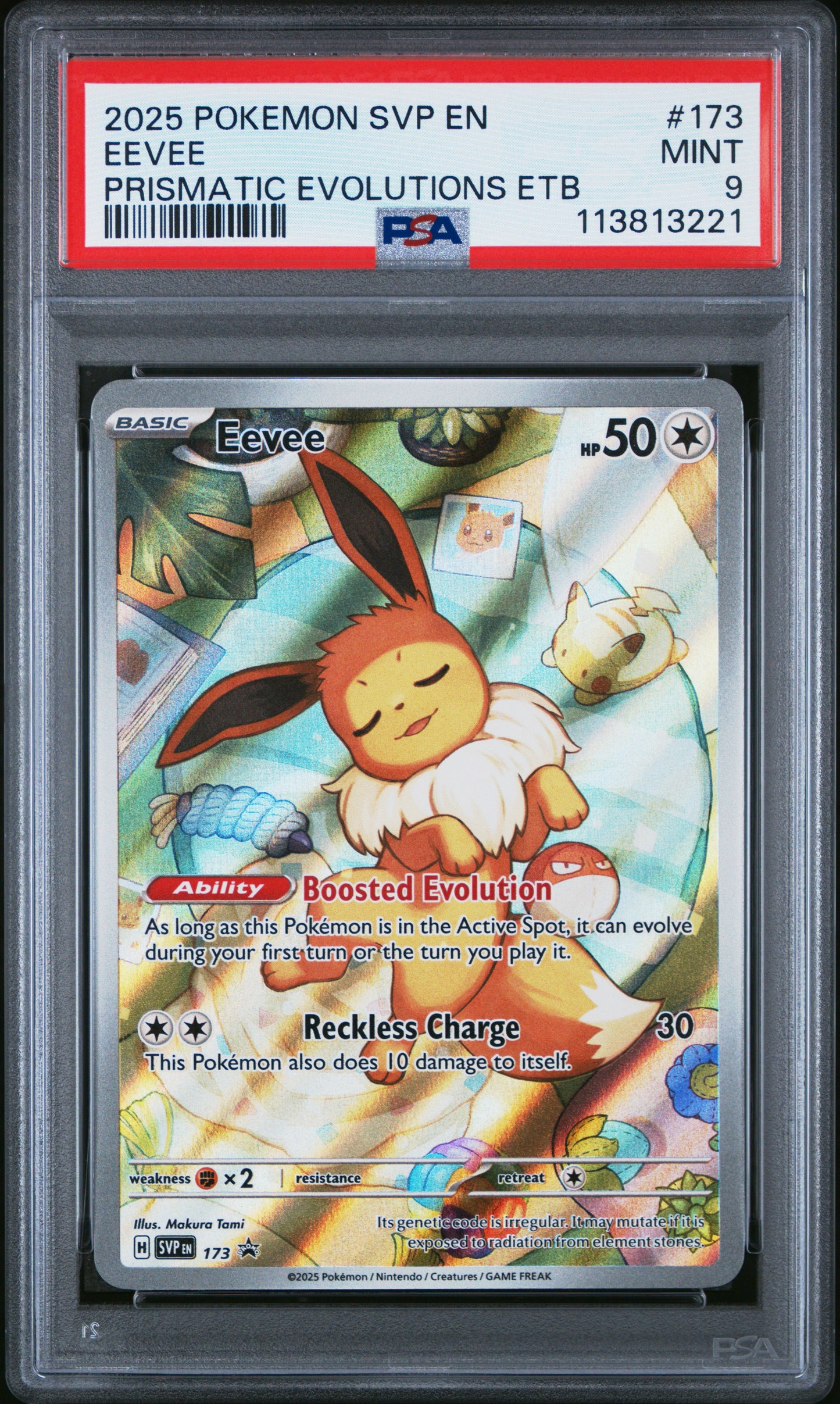 EEVEE 173/SVP Common POKEMON SVP EN-SV BLACK STAR PROMO PRISMATIC EVOLUTIONS ETB PSA9 MINT 9 PSA population 24772 <a href=https://www.psacard.com/cert/113813221/psa>https://www.psacard.com/cert/113813221/psa</a>