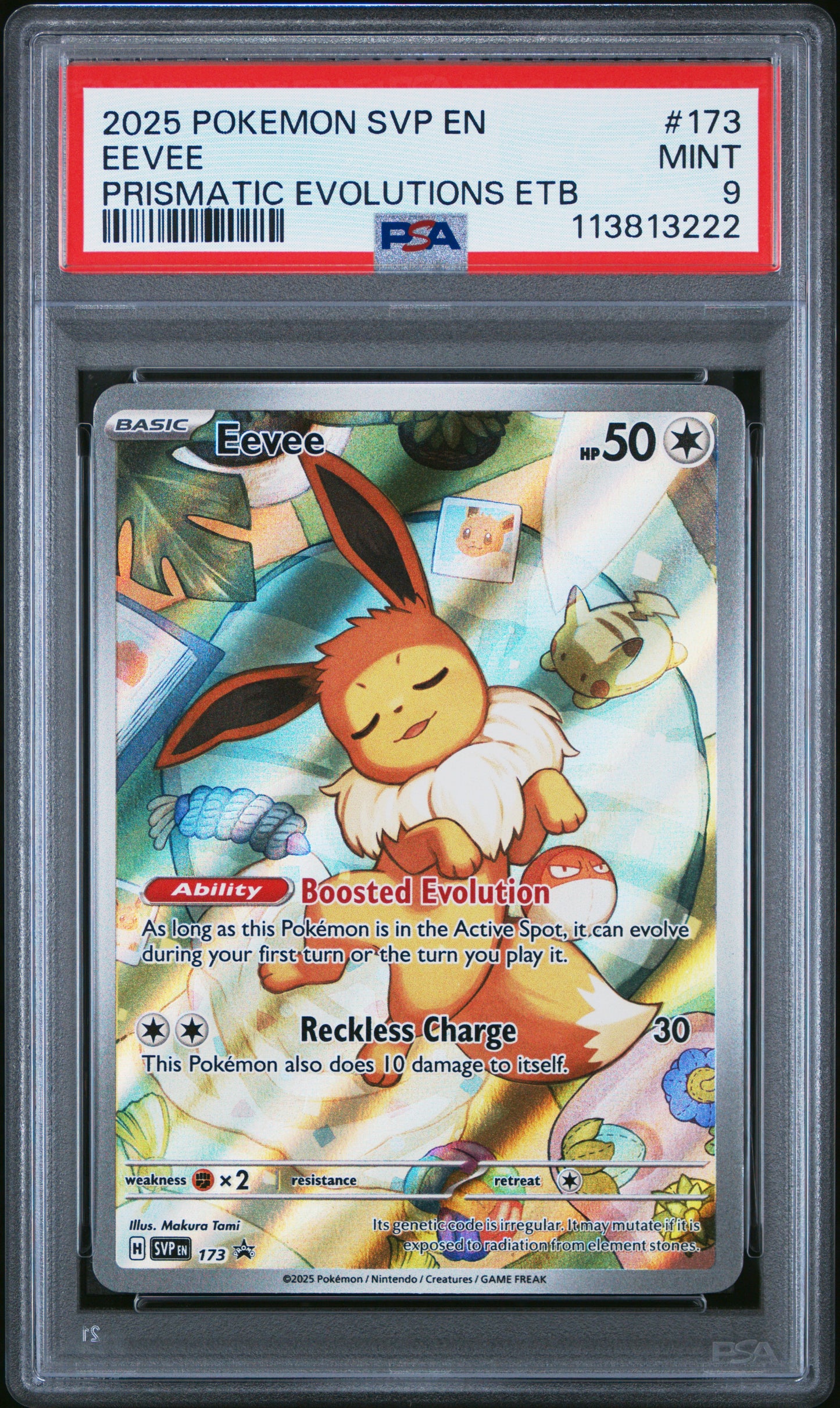 EEVEE 173/SVP Common POKEMON SVP EN-SV BLACK STAR PROMO PRISMATIC EVOLUTIONS ETB PSA9 MINT 9 PSA population 24772 <a href=https://www.psacard.com/cert/113813222/psa>https://www.psacard.com/cert/113813222/psa</a>