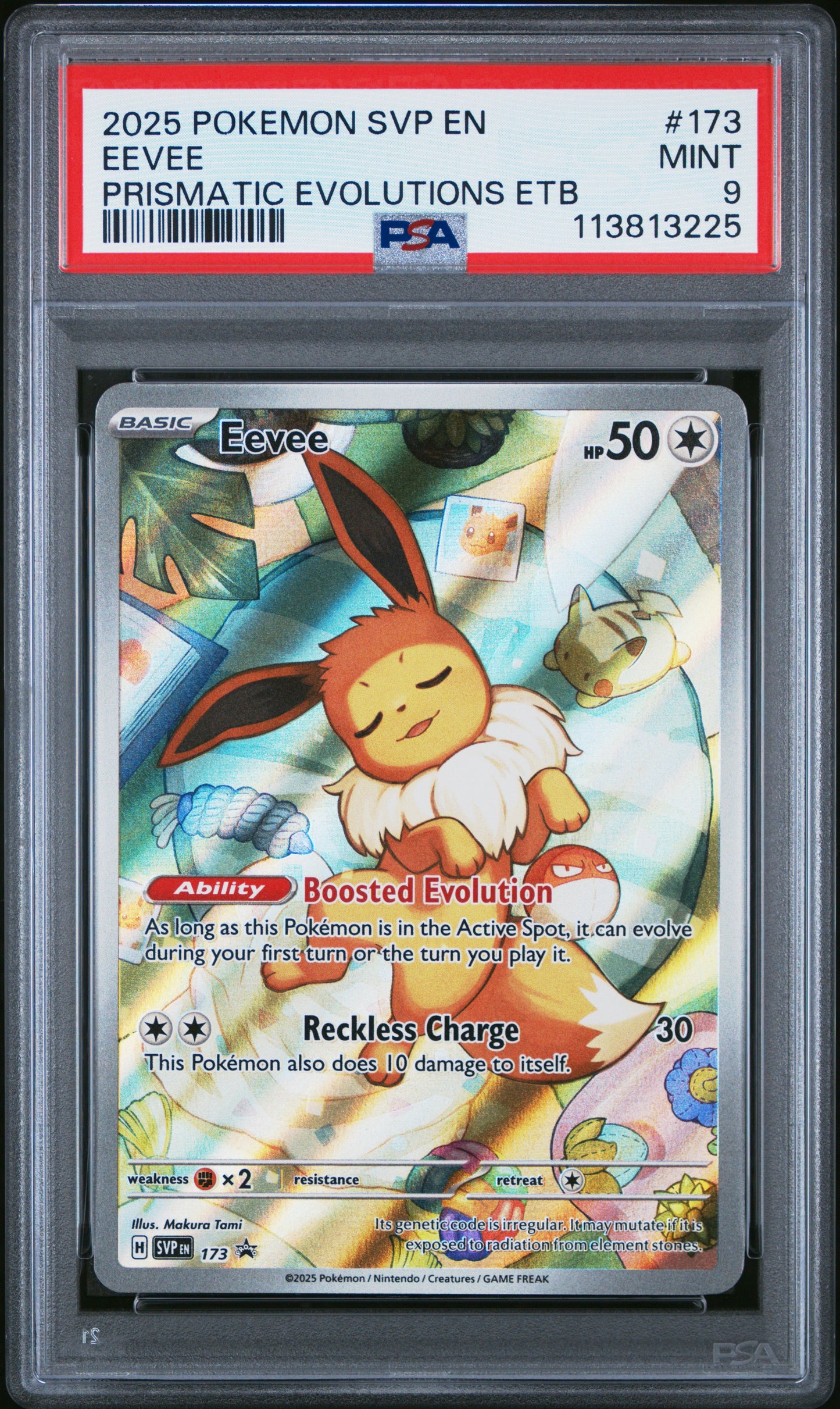 EEVEE 173/SVP Common POKEMON SVP EN-SV BLACK STAR PROMO PRISMATIC EVOLUTIONS ETB PSA9 MINT 9 PSA population 24772 <a href=https://www.psacard.com/cert/113813225/psa>https://www.psacard.com/cert/113813225/psa</a>