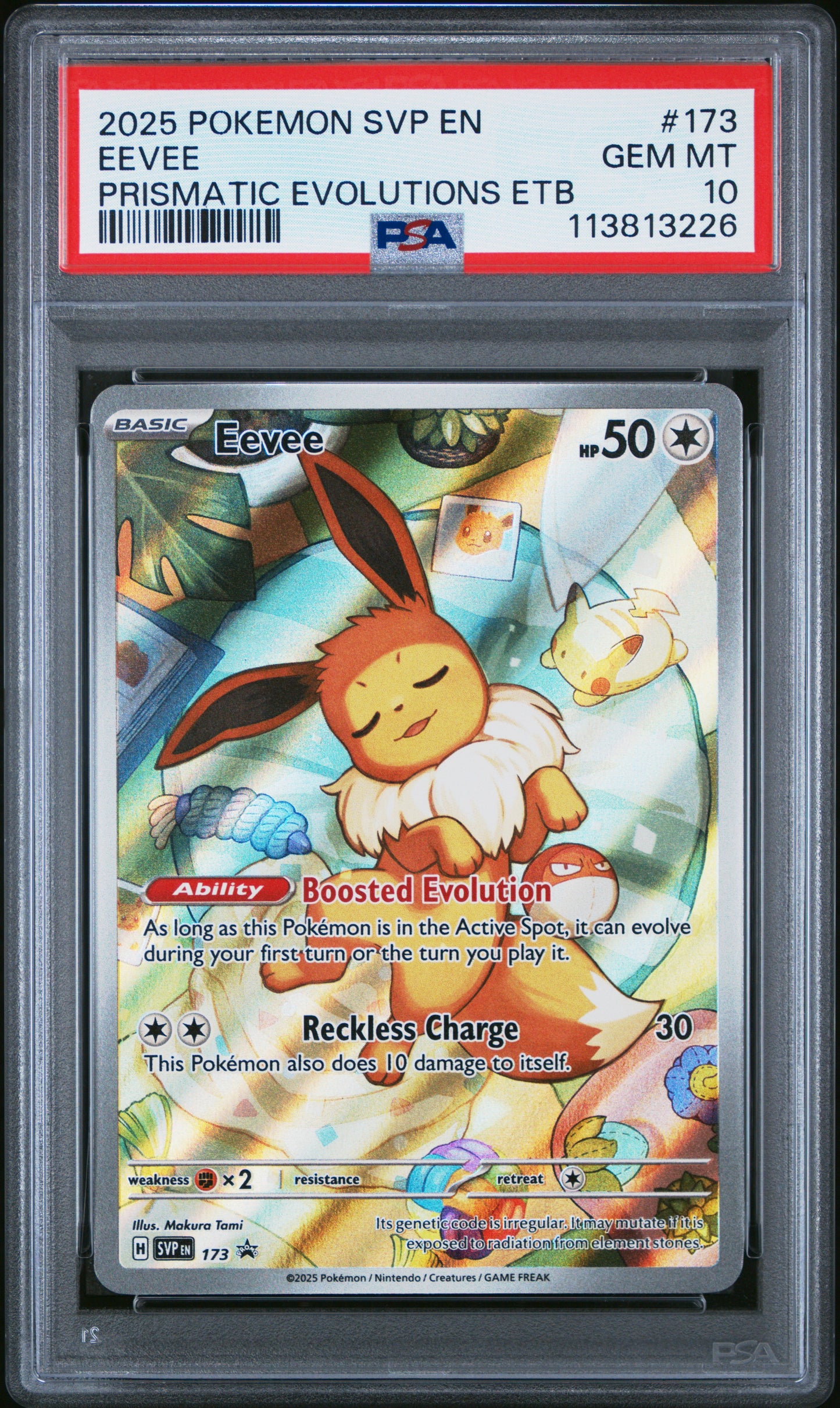 EEVEE 173/SVP Common POKEMON SVP EN-SV BLACK STAR PROMO PRISMATIC EVOLUTIONS ETB PSA10 GEM MT 10 PSA population 23245 <a href=https://www.psacard.com/cert/113813226/psa>https://www.psacard.com/cert/113813226/psa</a>