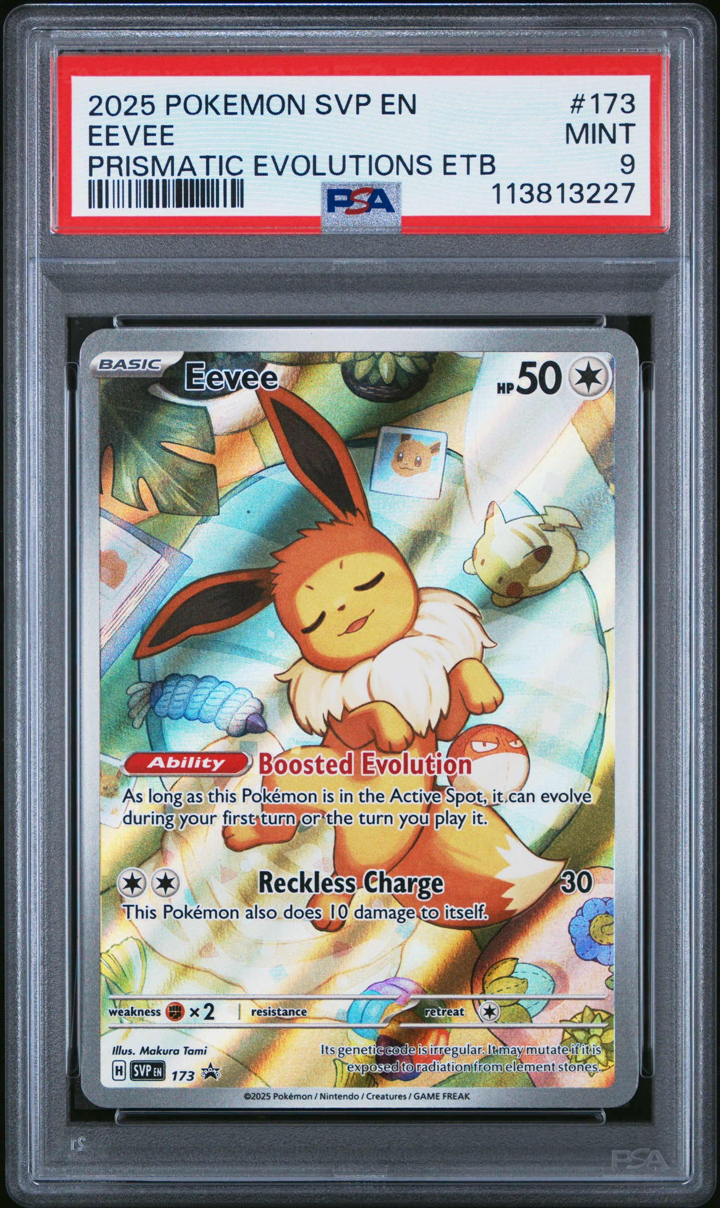 EEVEE 173/SVP Common POKEMON SVP EN-SV BLACK STAR PROMO PRISMATIC EVOLUTIONS ETB PSA9 MINT 9 PSA population 24772 <a href=https://www.psacard.com/cert/113813227/psa>https://www.psacard.com/cert/113813227/psa</a>
