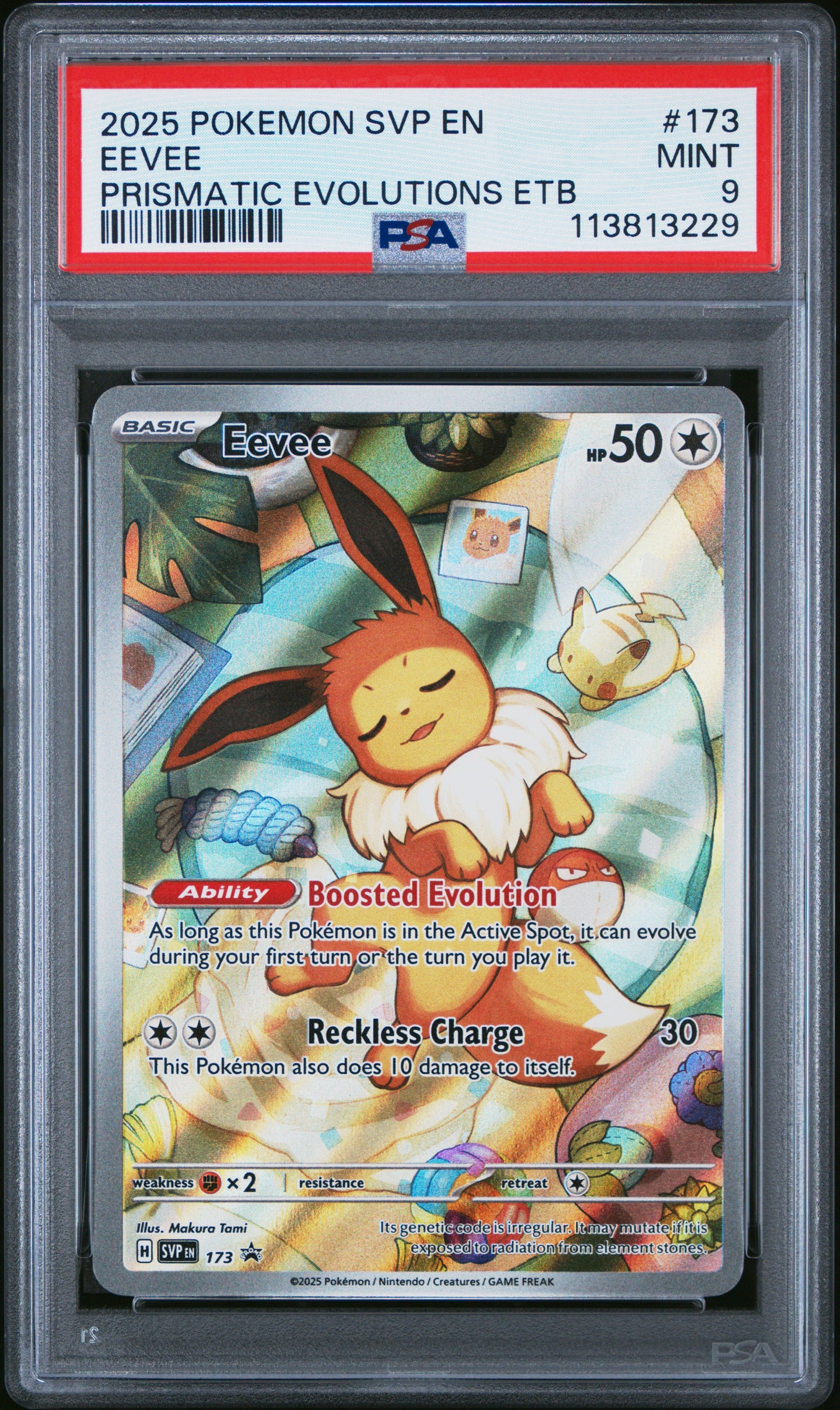 EEVEE 173/SVP Common POKEMON SVP EN-SV BLACK STAR PROMO PRISMATIC EVOLUTIONS ETB PSA9 MINT 9 PSA population 24772 <a href=https://www.psacard.com/cert/113813229/psa>https://www.psacard.com/cert/113813229/psa</a>