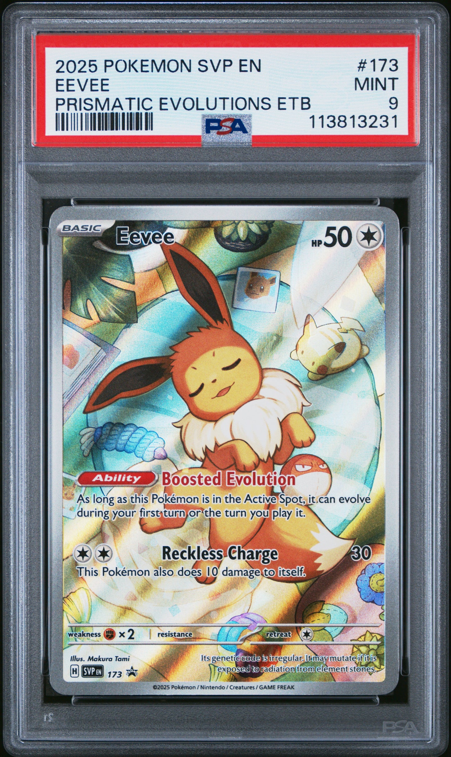 EEVEE 173/SVP Common POKEMON SVP EN-SV BLACK STAR PROMO PRISMATIC EVOLUTIONS ETB PSA9 MINT 9 PSA population 24772 <a href=https://www.psacard.com/cert/113813231/psa>https://www.psacard.com/cert/113813231/psa</a>