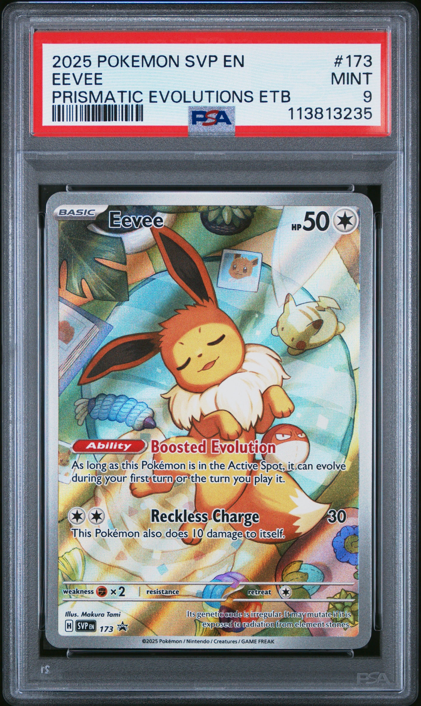 EEVEE 173/SVP Common POKEMON SVP EN-SV BLACK STAR PROMO PRISMATIC EVOLUTIONS ETB PSA9 MINT 9 PSA population 24772 <a href=https://www.psacard.com/cert/113813235/psa>https://www.psacard.com/cert/113813235/psa</a>