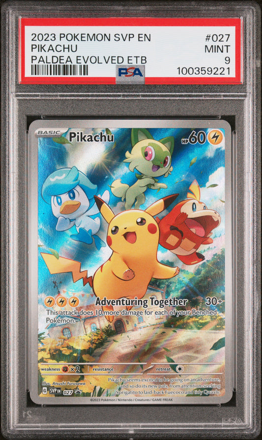 PIKACHU 27/SVP [Paldea] POKEMON SVP EN-SV BLACK STAR PROMO PALDEA EVOLVED ETB PSA9 MINT 9 PSA population 5032 <a href=https://www.psacard.com/cert/100359221/psa>https://www.psacard.com/cert/100359221/psa</a>