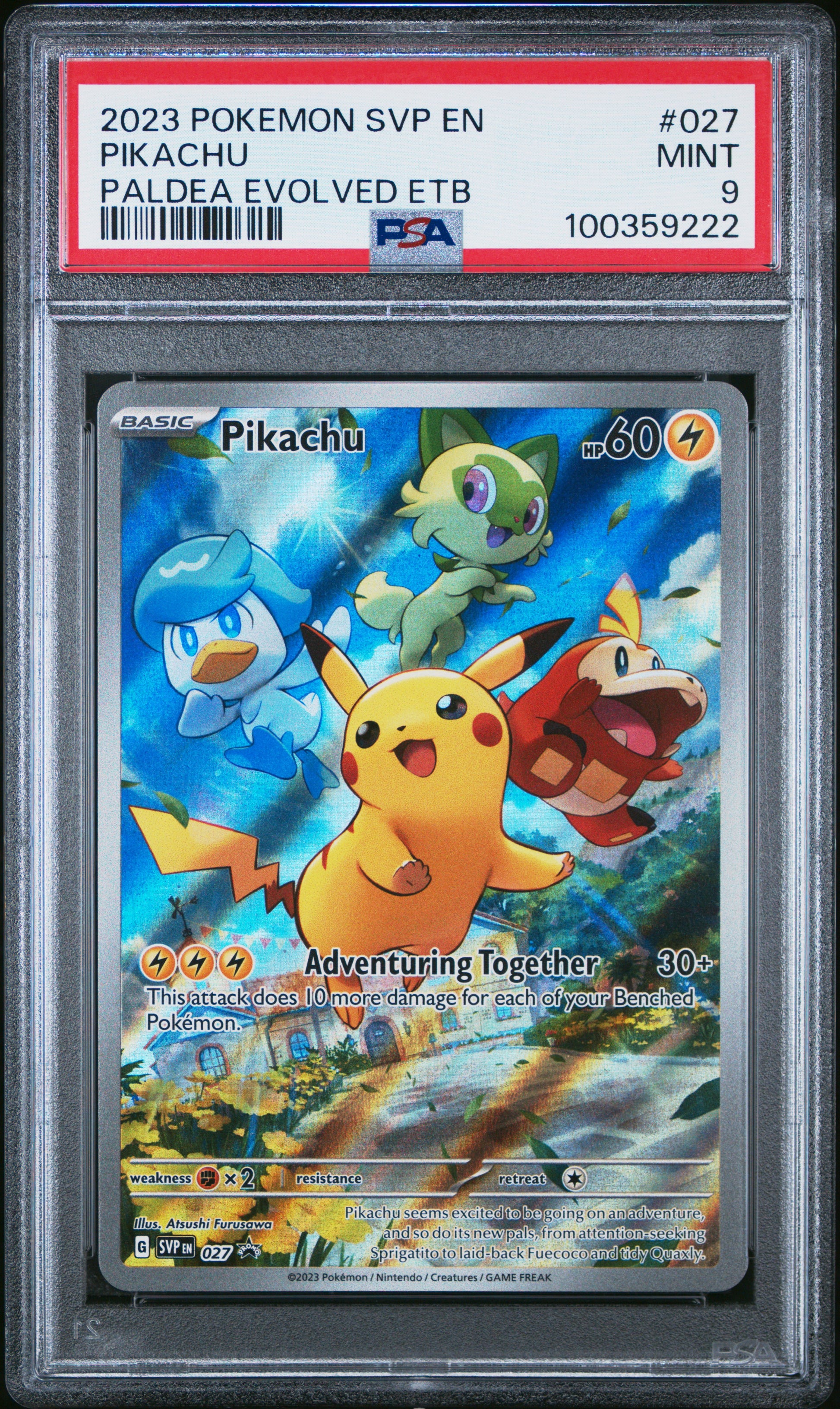 PIKACHU 27/SVP [Paldea] POKEMON SVP EN-SV BLACK STAR PROMO PALDEA EVOLVED ETB PSA9 MINT 9 PSA population 5032 <a href=https://www.psacard.com/cert/100359222/psa>https://www.psacard.com/cert/100359222/psa</a>
