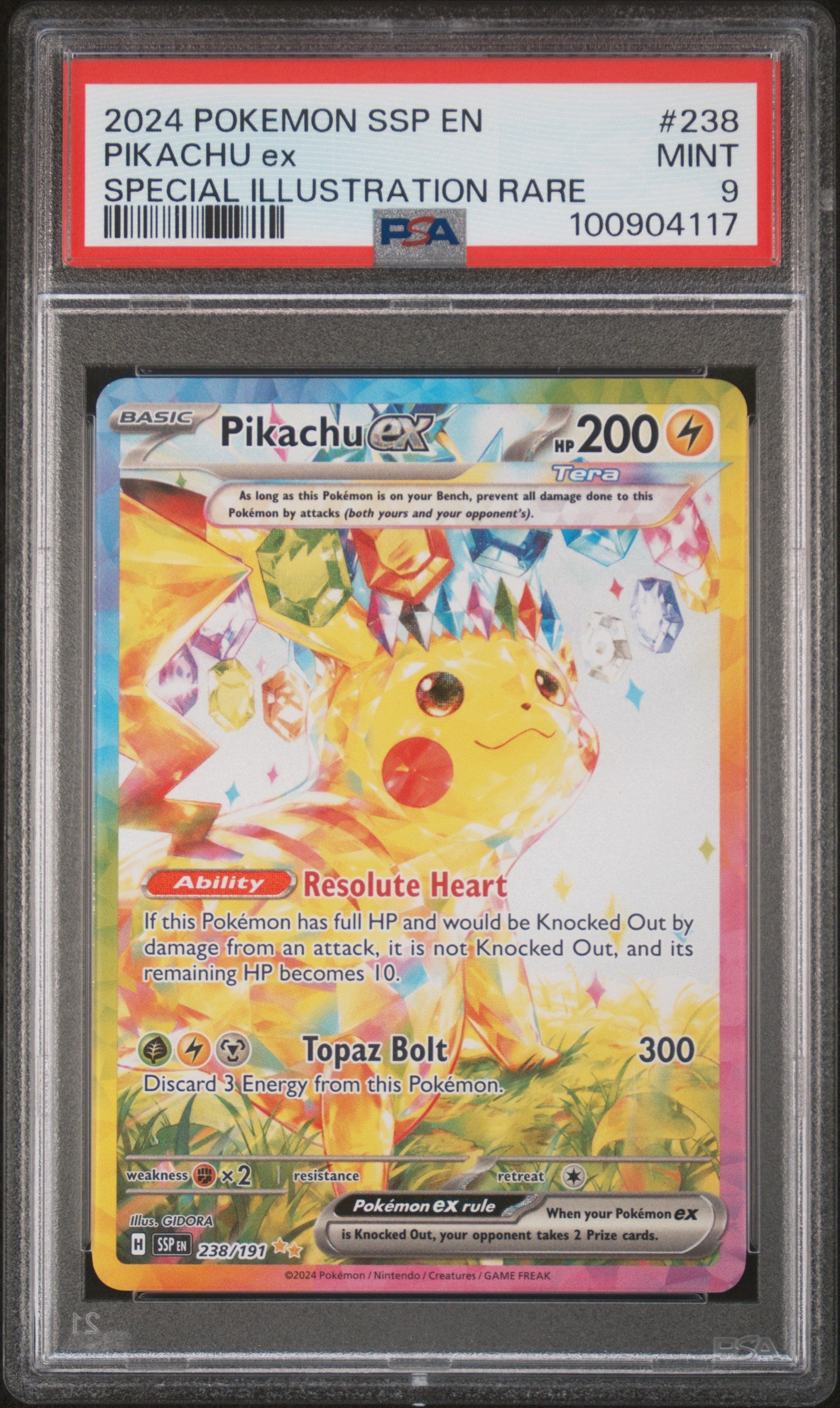 PIKACHU EX 238/191 Common POKEMON SSP EN-SURGING SPARKS SPECIAL ILLUSTRATION RARE PSA9 MINT 9 PSA population 9490 <a href=https://www.psacard.com/cert/100904117/psa>https://www.psacard.com/cert/100904117/psa</a>