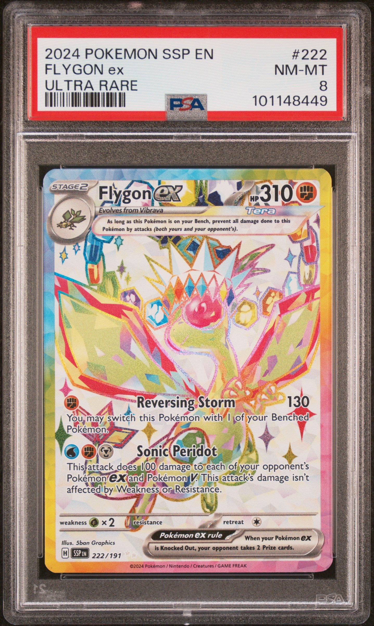 FLYGON EX 222/191 Common POKEMON SSP EN-SURGING SPARKS ULTRA RARE PSA8 NM-MT 8 PSA population 85 <a href=https://www.psacard.com/cert/101148449/psa>https://www.psacard.com/cert/101148449/psa</a>