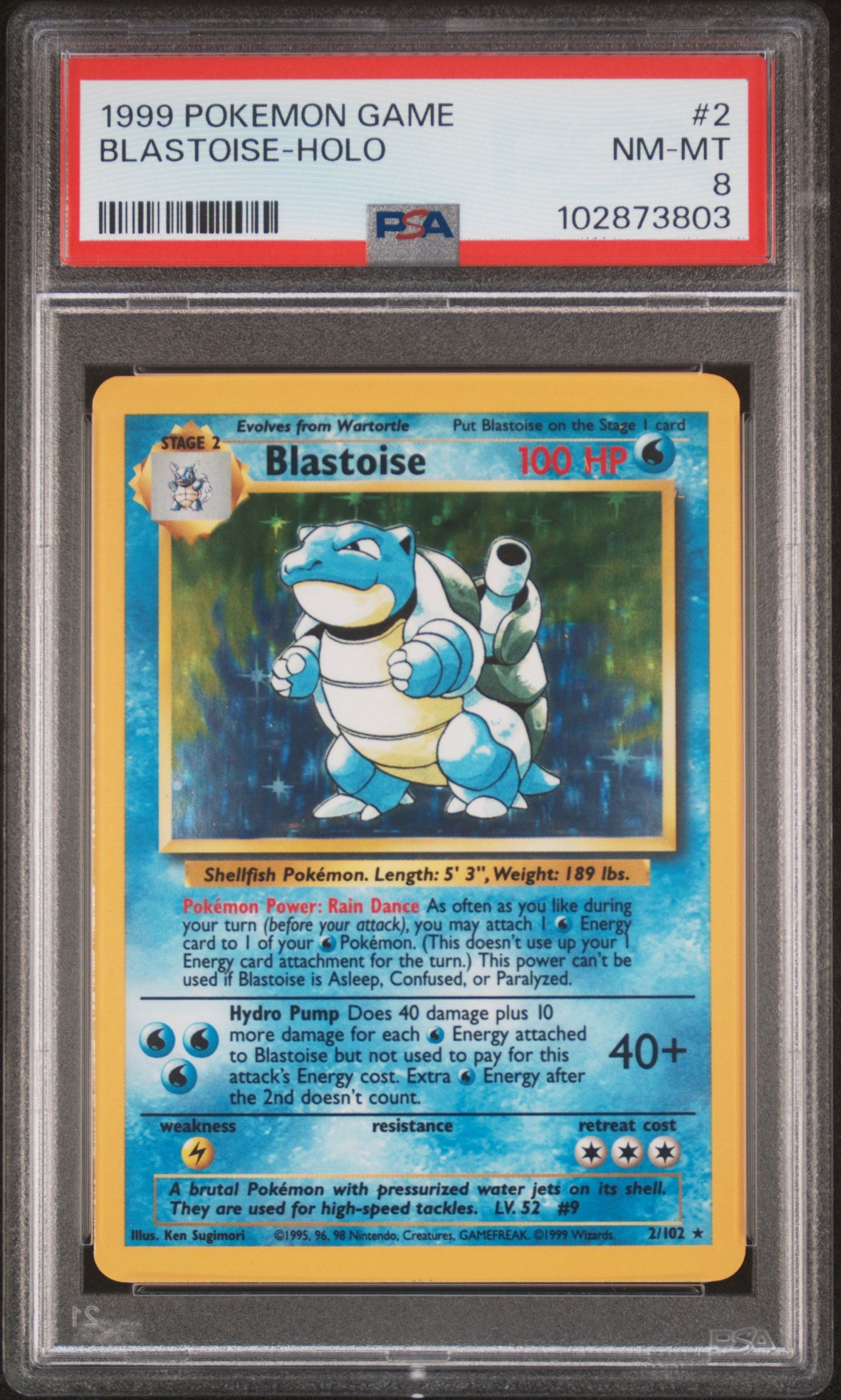 BLASTOISE-HOLO 2/102 Unlimited POKEMON GAME PSA8 NM-MT 8 PSA population 8832 <a href=https://www.psacard.com/cert/102873803/psa>https://www.psacard.com/cert/102873803/psa</a>