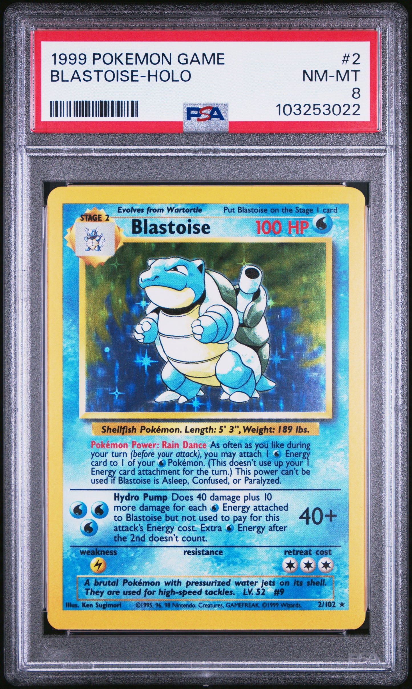 BLASTOISE-HOLO 2/102 Unlimited POKEMON GAME PSA8 NM-MT 8 PSA population 8832 <a href=https://www.psacard.com/cert/103253022/psa>https://www.psacard.com/cert/103253022/psa</a>