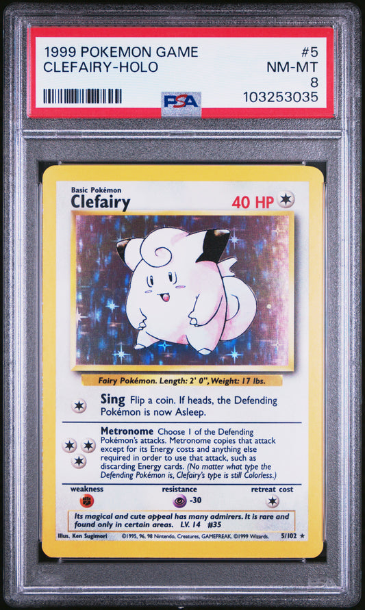 CLEFAIRY-HOLO 5/102 Unlimited POKEMON GAME PSA9 NM-MT 8 PSA population 3353 <a href=https://www.psacard.com/cert/103253035/psa>https://www.psacard.com/cert/103253035/psa</a>