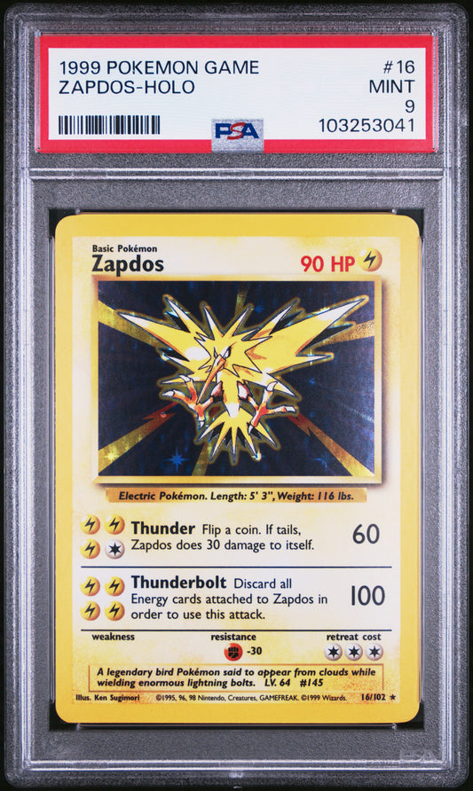 ZAPDOS-HOLO 16/102 Unlimited POKEMON GAME PSA9 MINT 9 PSA population 3980 <a href=https://www.psacard.com/cert/103253041/psa>https://www.psacard.com/cert/103253041/psa</a>