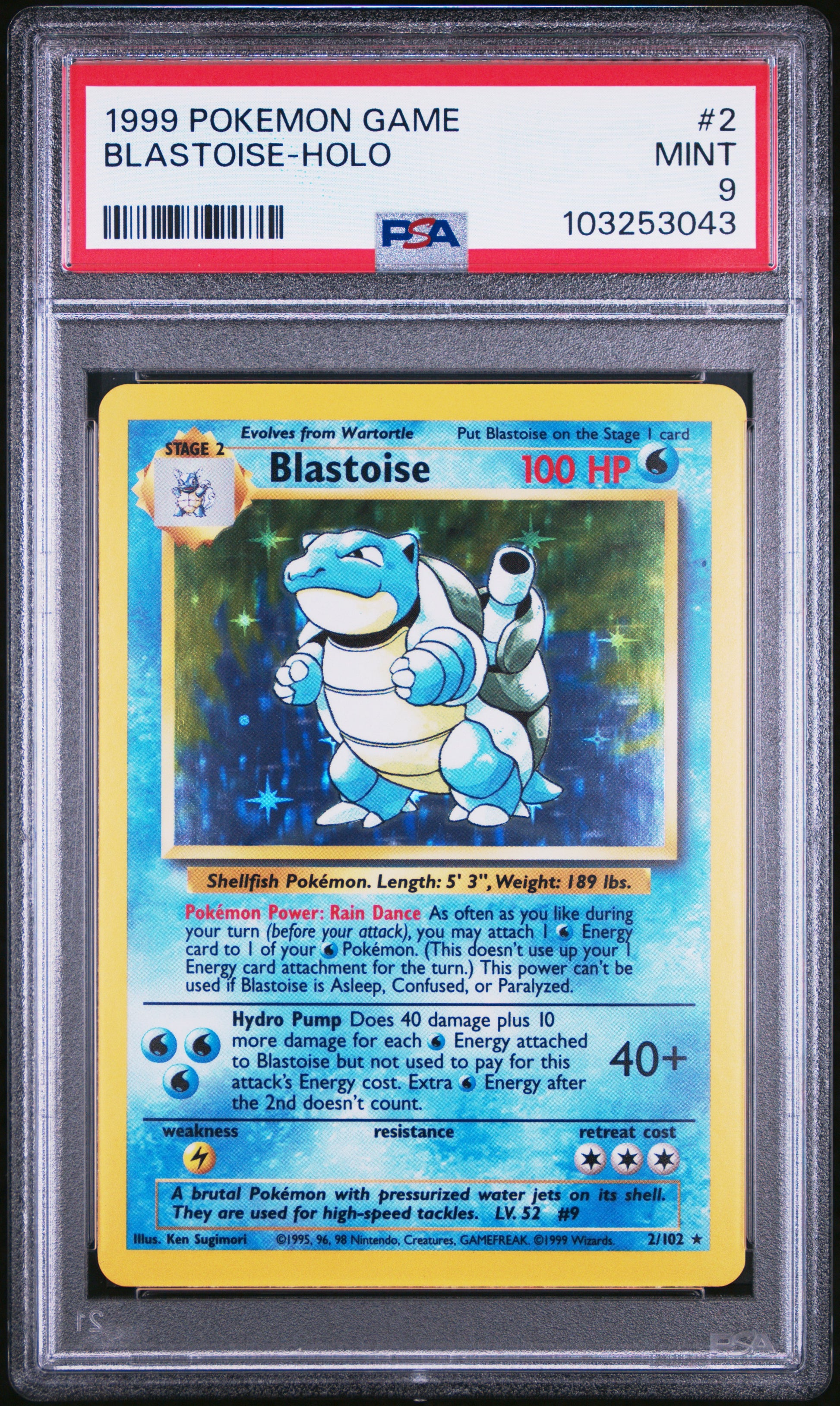 BLASTOISE-HOLO 2/102 Unlimited POKEMON GAME PSA9 MINT 9 PSA population 4762 <a href=https://www.psacard.com/cert/103253043/psa>https://www.psacard.com/cert/103253043/psa</a>
