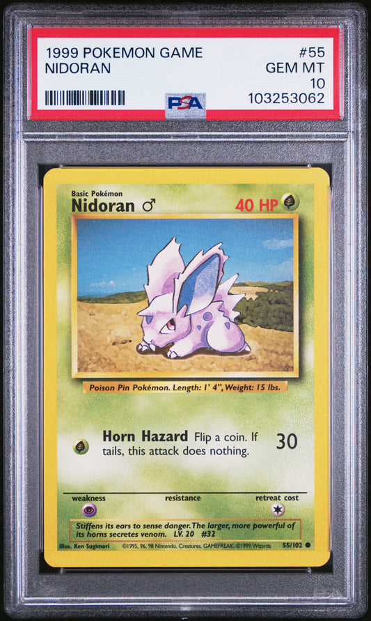 NIDORAN 55/102 Unlimited POKEMON GAME PSA10 GEM MT 10 PSA population 437 <a href=https://www.psacard.com/cert/103253062/psa>https://www.psacard.com/cert/103253062/psa</a>