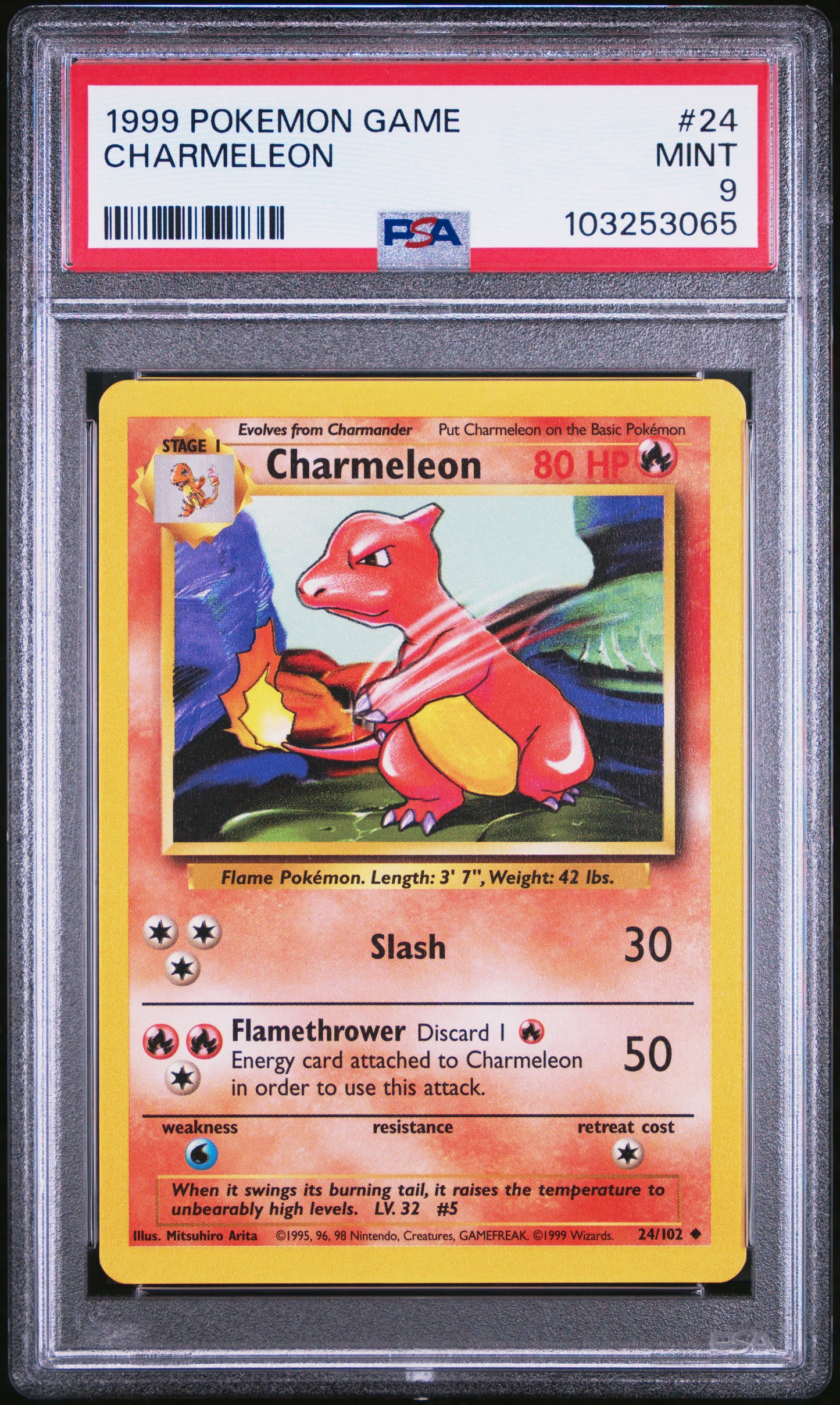 CHARMELEON 24/102 Unlimited POKEMON GAME PSA9 MINT 9 PSA population 3163 <a href=https://www.psacard.com/cert/103253065/psa>https://www.psacard.com/cert/103253065/psa</a>