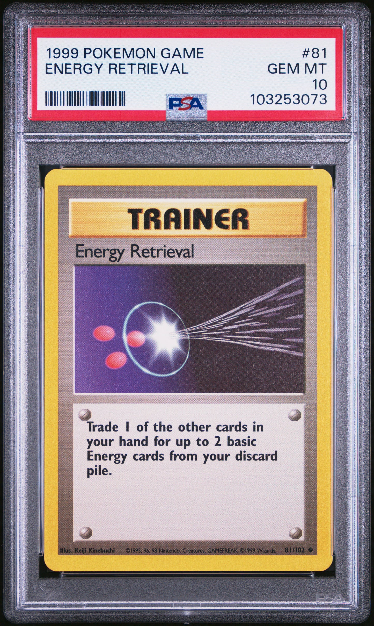 ENERGY RETRIEVAL 81/102 Unlimited POKEMON GAME PSA10 GEM MT 10 PSA population 189 <a href=https://www.psacard.com/cert/103253073/psa>https://www.psacard.com/cert/103253073/psa</a>