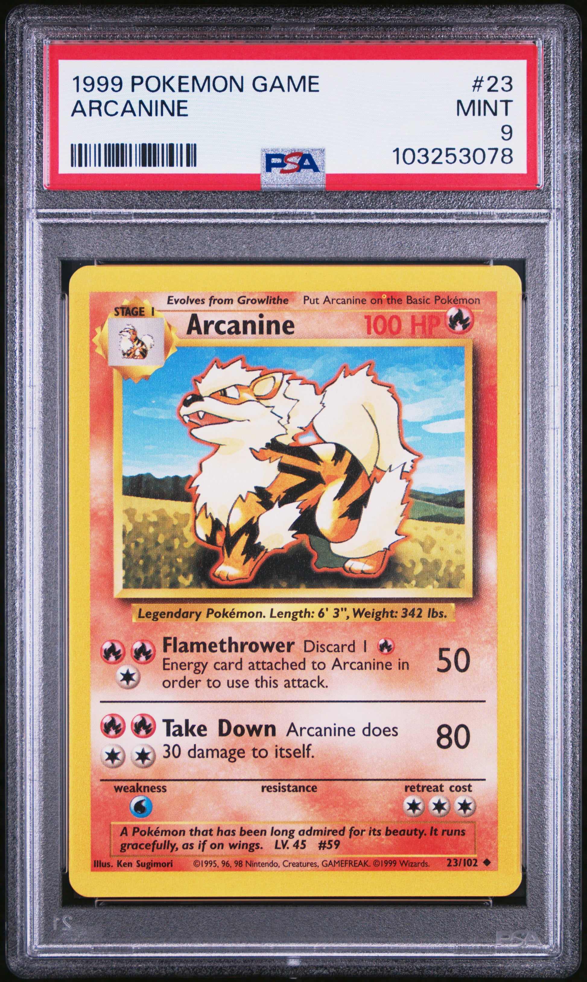 ARCANINE 23/102 Unlimited POKEMON GAME PSA9 MINT 9 PSA population 891 <a href=https://www.psacard.com/cert/103253078/psa>https://www.psacard.com/cert/103253078/psa</a>