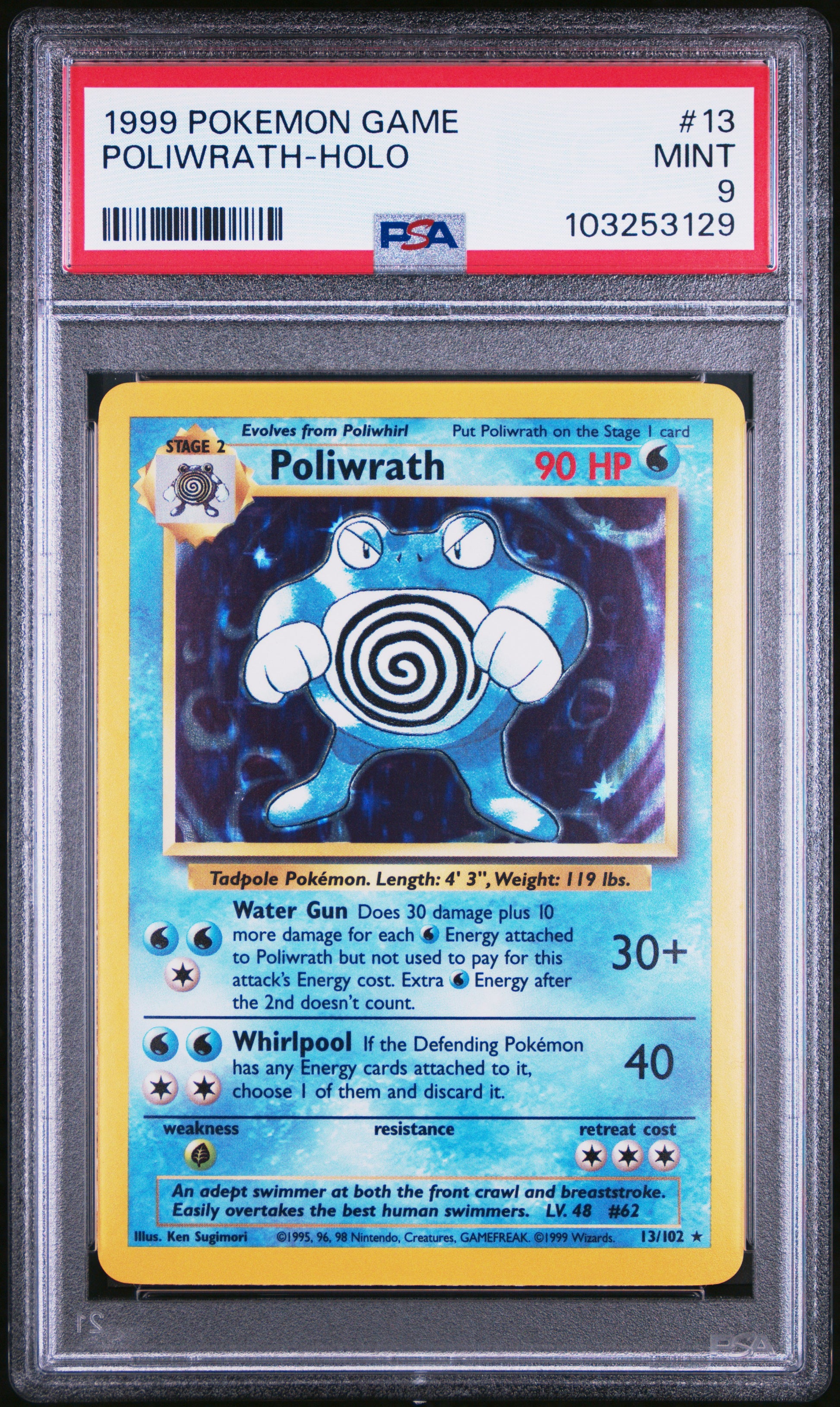 POLIWRATH-HOLO 13/102 Unlimited POKEMON GAME PSA9 MINT 9 PSA population 3583 <a href=https://www.psacard.com/cert/103253129/psa>https://www.psacard.com/cert/103253129/psa</a>