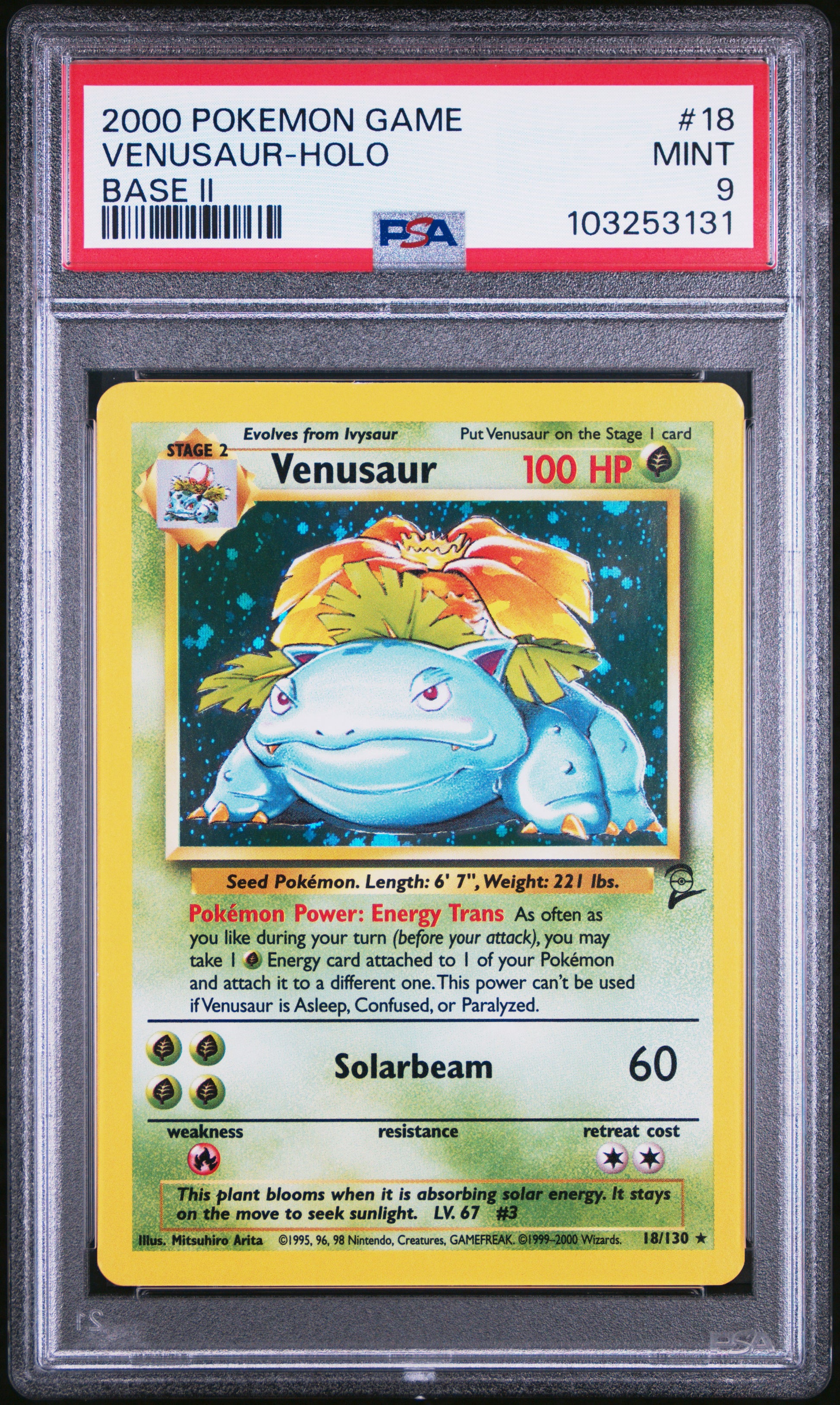 VENUSAUR-HOLO 18/130 Common POKEMON GAME BASE II BASE II PSA9 MINT 9 PSA population 1287 <a href=https://www.psacard.com/cert/103253131/psa>https://www.psacard.com/cert/103253131/psa</a>