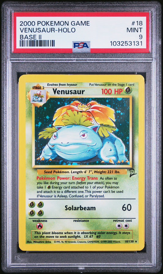 VENUSAUR-HOLO 18/130 Common POKEMON GAME BASE II BASE II PSA9 MINT 9 PSA population 1287 <a href=https://www.psacard.com/cert/103253131/psa>https://www.psacard.com/cert/103253131/psa</a>