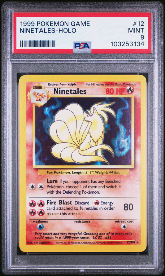 NINETALES-HOLO 12/102 Unlimited POKEMON GAME PSA9 MINT 9 PSA population 3981 <a href=https://www.psacard.com/cert/103253134/psa>https://www.psacard.com/cert/103253134/psa</a>