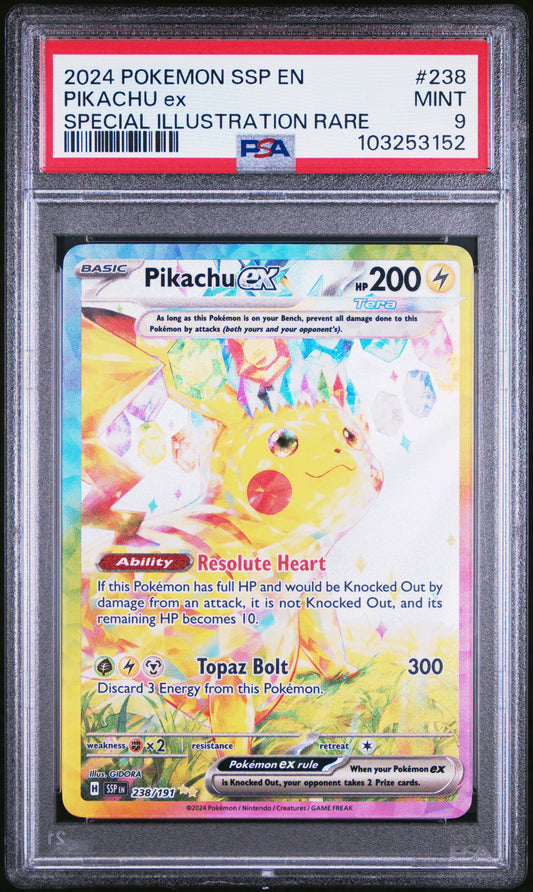 PIKACHU EX 238/191 Common POKEMON SSP EN-SURGING SPARKS SPECIAL ILLUSTRATION RARE PSA9 MINT 9 PSA population 9490 <a href=https://www.psacard.com/cert/103253152/psa>https://www.psacard.com/cert/103253152/psa</a>