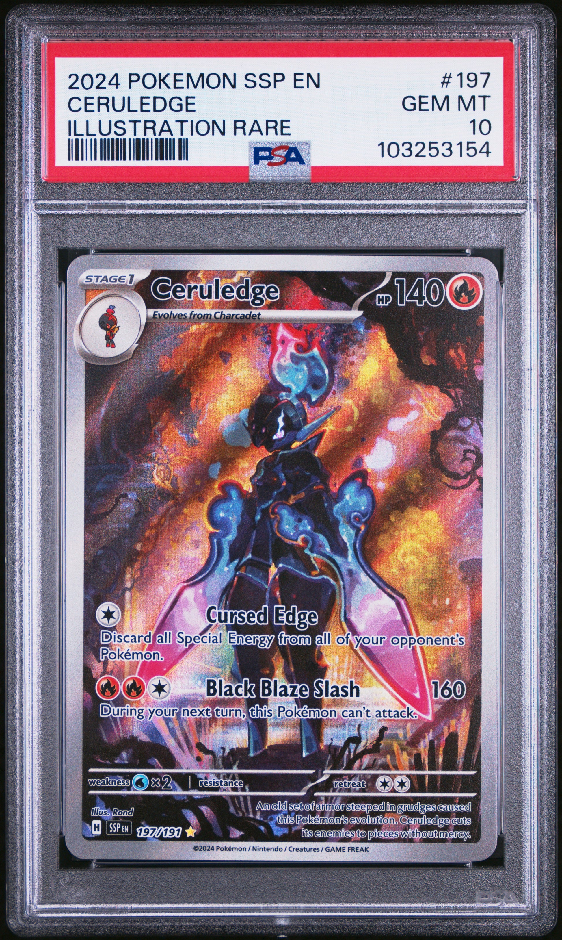 CERULEDGE 197/191 Common POKEMON SSP EN-SURGING SPARKS ILLUSTRATION RARE PSA10 GEM MT 10 PSA population 4963 <a href=https://www.psacard.com/cert/103253154/psa>https://www.psacard.com/cert/103253154/psa</a>
