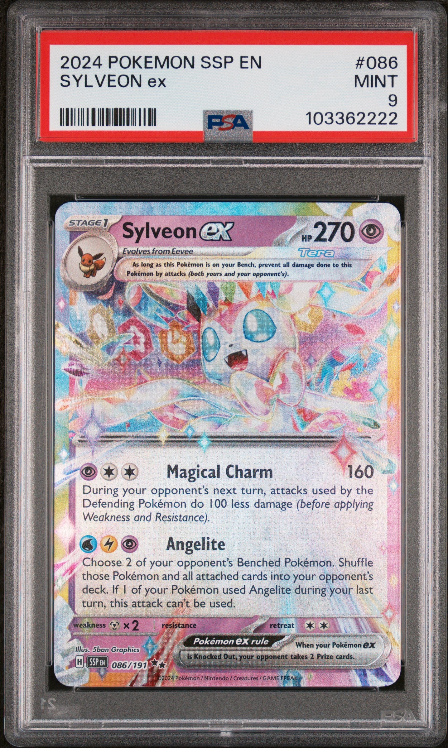 SYLVEON EX 86/191 Common POKEMON SSP EN-SURGING SPARKS PSA9 MINT 9 PSA population 797 <a href=https://www.psacard.com/cert/103362222/psa>https://www.psacard.com/cert/103362222/psa</a>