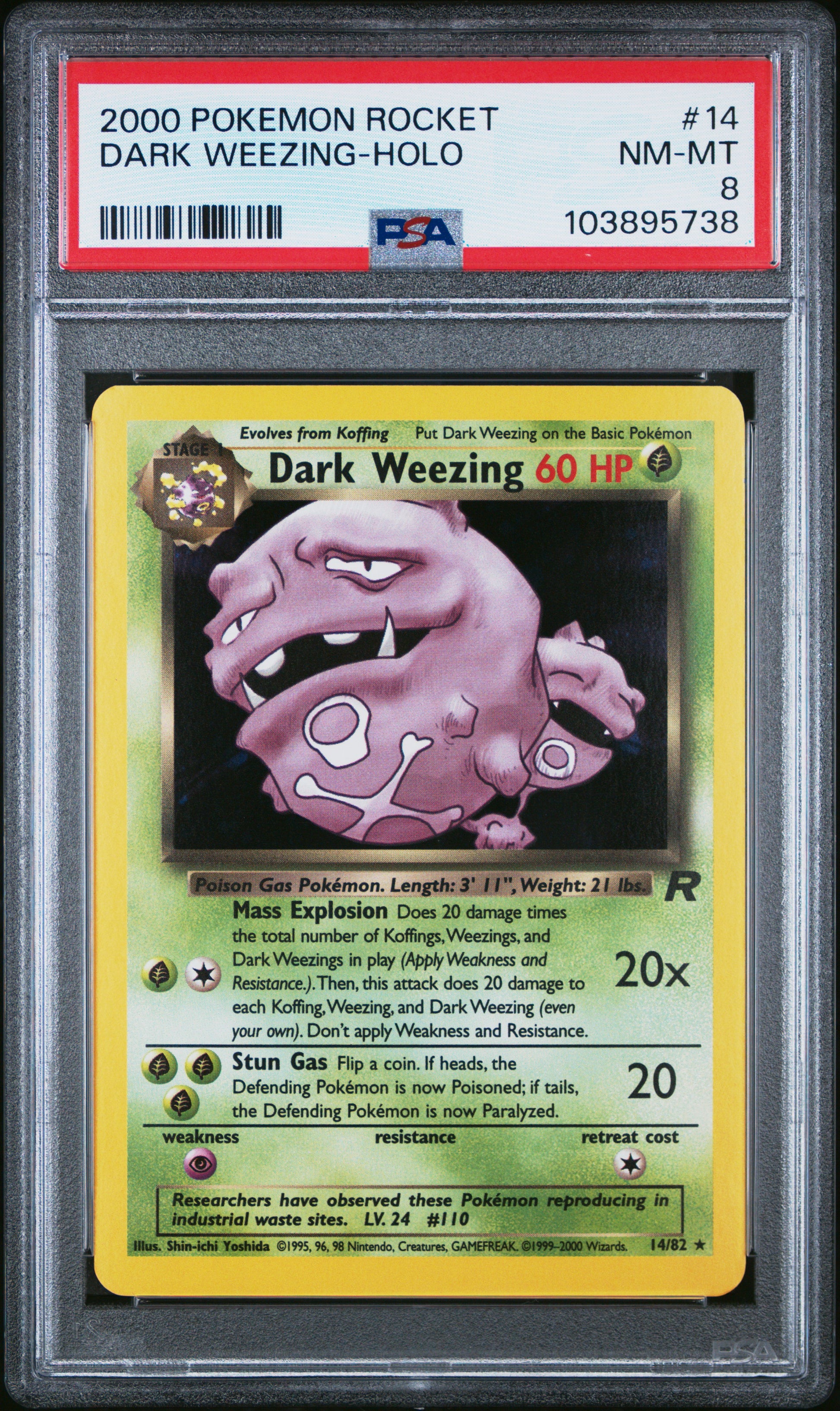 DARK WEEZING-HOLO 14/82 Common POKEMON ROCKET PSA8 NM-MT 8 PSA population 977 <a href=https://www.psacard.com/cert/103895738/psa>https://www.psacard.com/cert/103895738/psa</a>