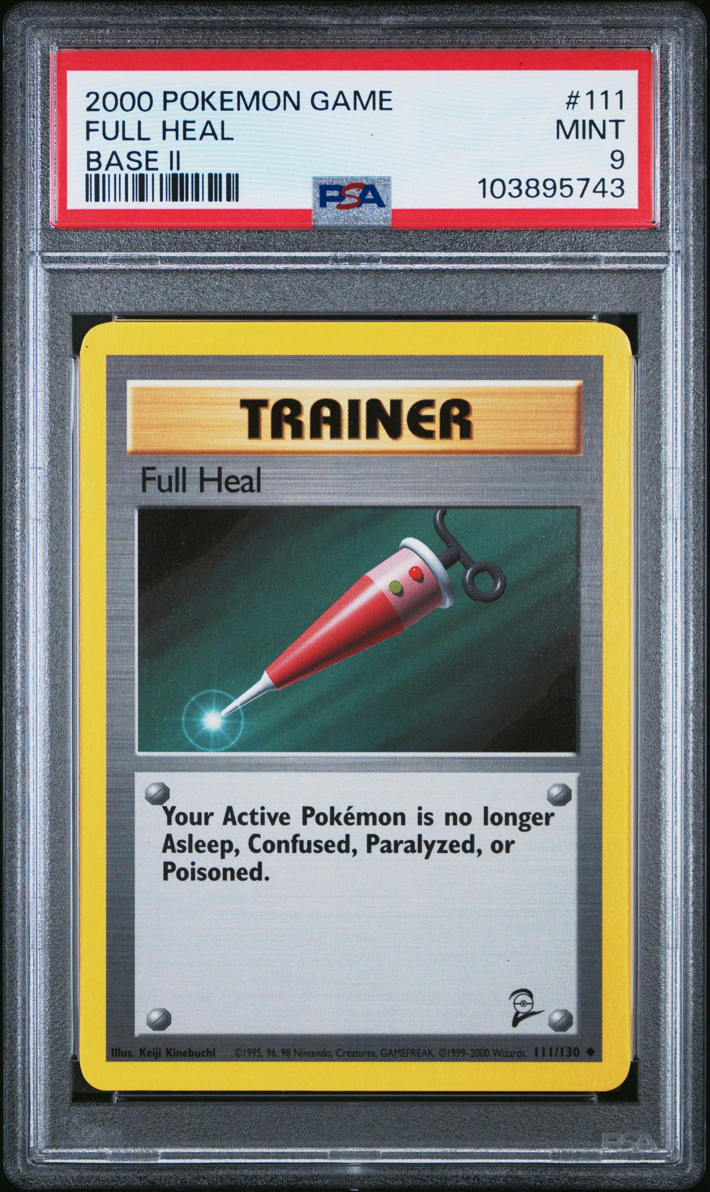 FULL HEAL 111/130 Common POKEMON GAME BASE II BASE II PSA9 MINT 9 PSA population 33 <a href=https://www.psacard.com/cert/103895743/psa>https://www.psacard.com/cert/103895743/psa</a>