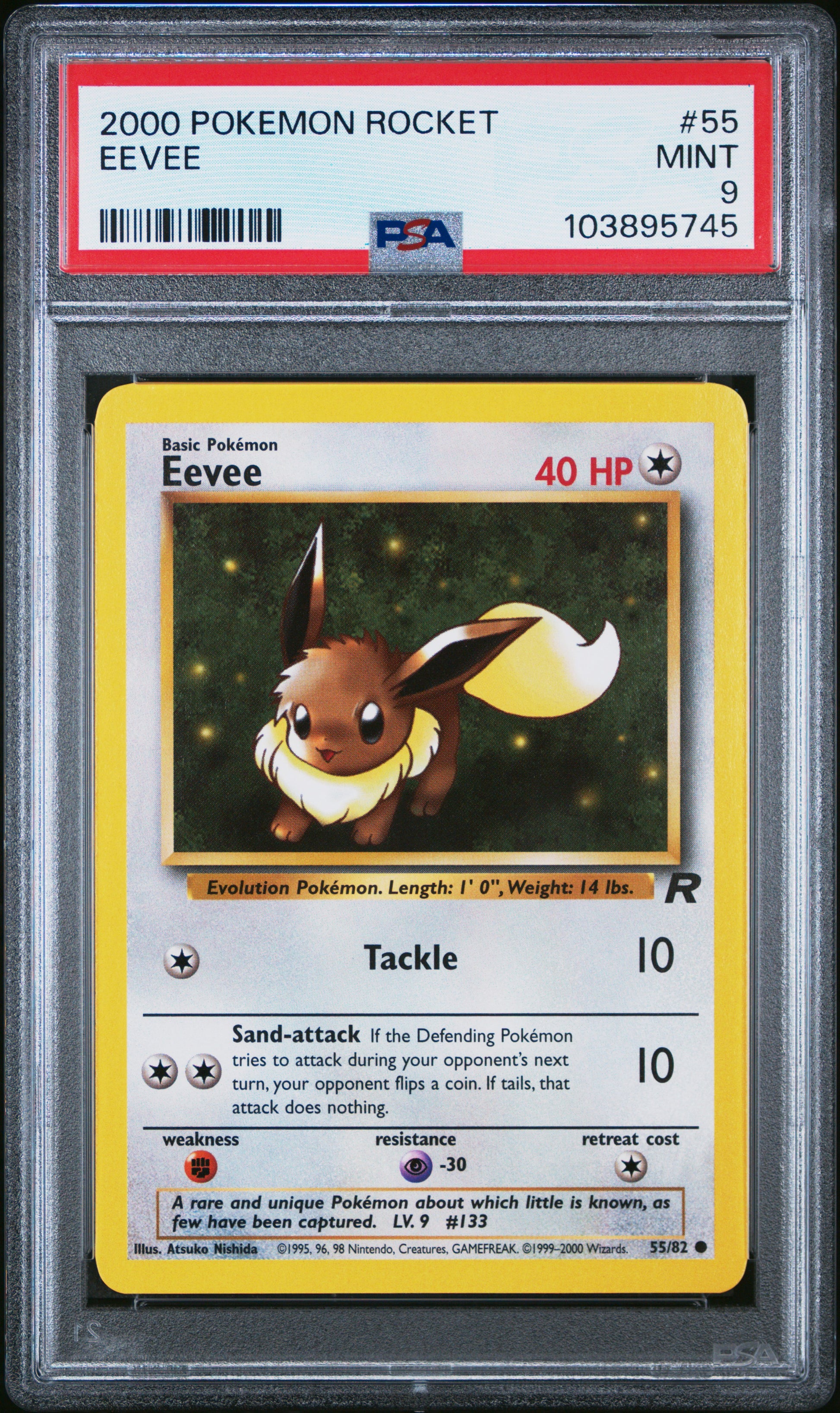 EEVEE 55/82 Common POKEMON ROCKET PSA9 MINT 9 PSA population 304 <a href=https://www.psacard.com/cert/103895745/psa>https://www.psacard.com/cert/103895745/psa</a>