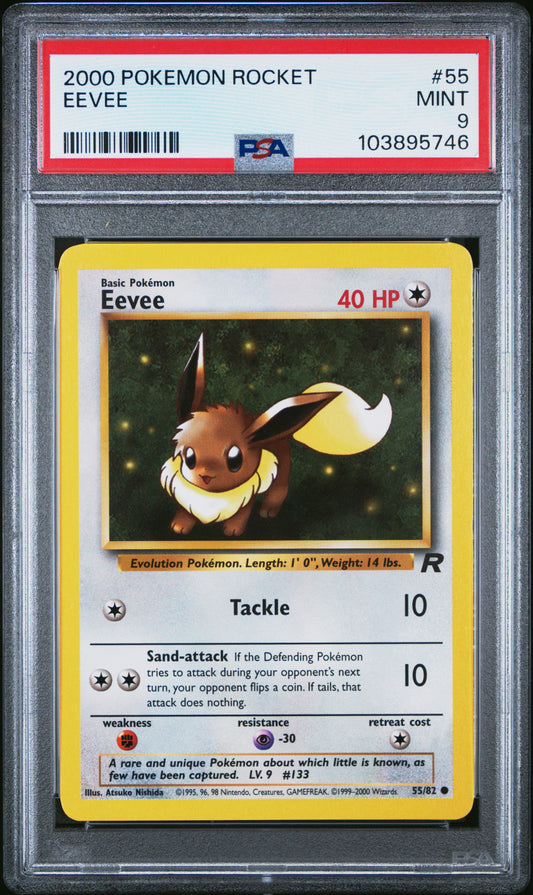 EEVEE 55/82 Common POKEMON ROCKET PSA9 MINT 9 PSA population 304 <a href=https://www.psacard.com/cert/103895746/psa>https://www.psacard.com/cert/103895746/psa</a>