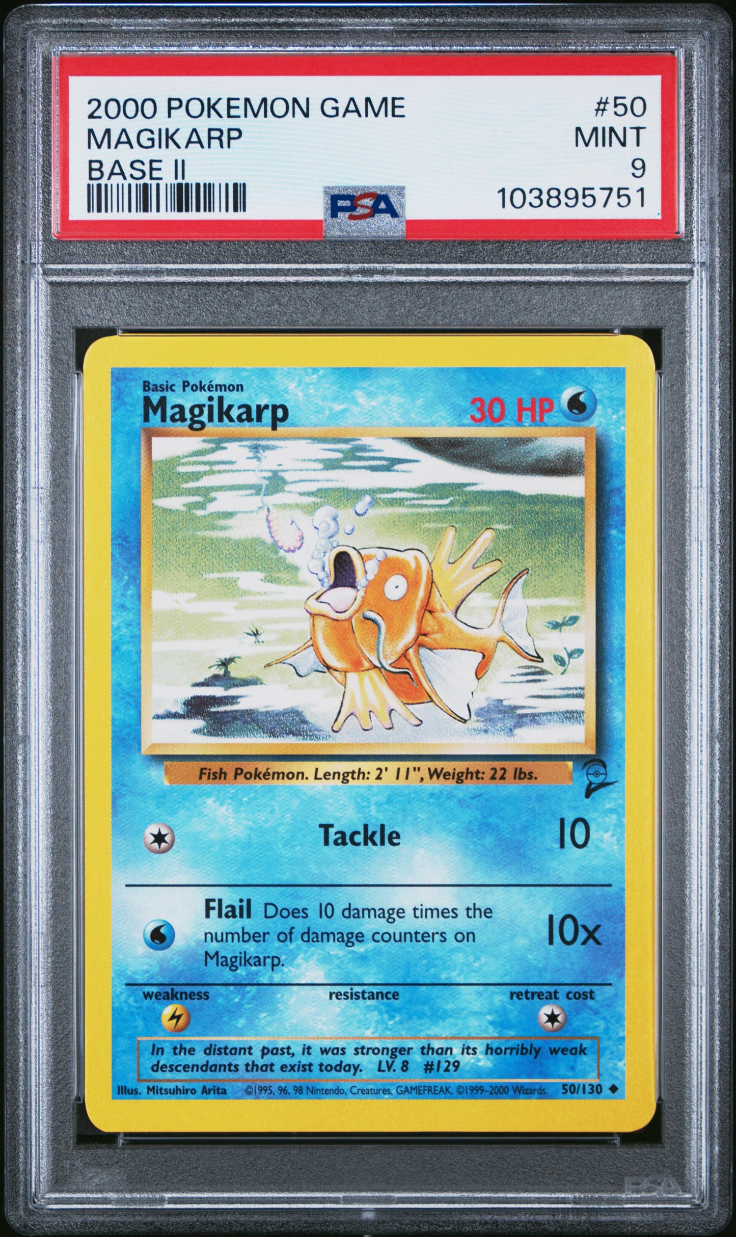MAGIKARP 50/130 Common POKEMON GAME BASE II BASE II PSA9 MINT 9 PSA population 85 <a href=https://www.psacard.com/cert/103895751/psa>https://www.psacard.com/cert/103895751/psa</a>