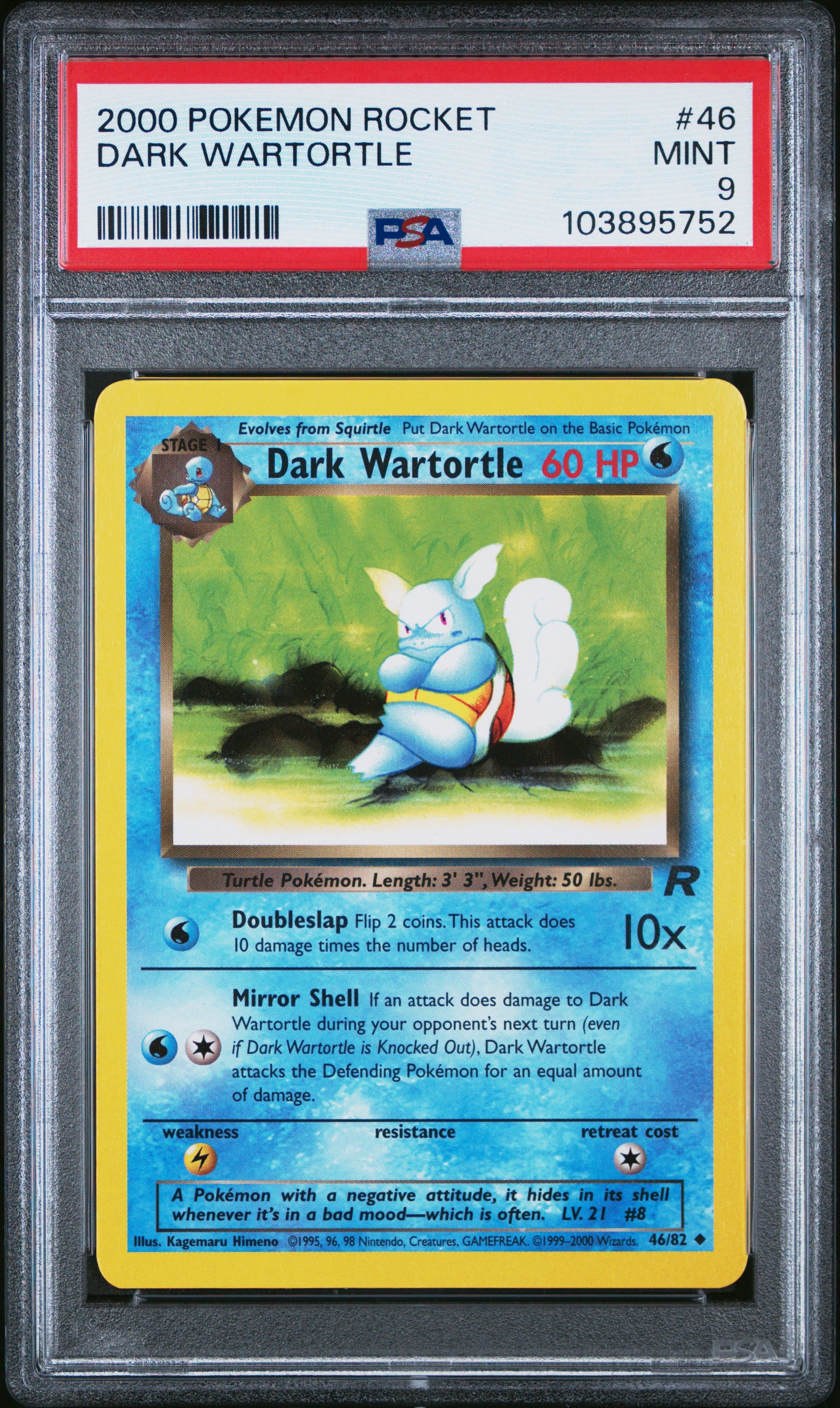DARK WARTORTLE 46/82 Common POKEMON ROCKET PSA9 MINT 9 PSA population 238 <a href=https://www.psacard.com/cert/103895752/psa>https://www.psacard.com/cert/103895752/psa</a>