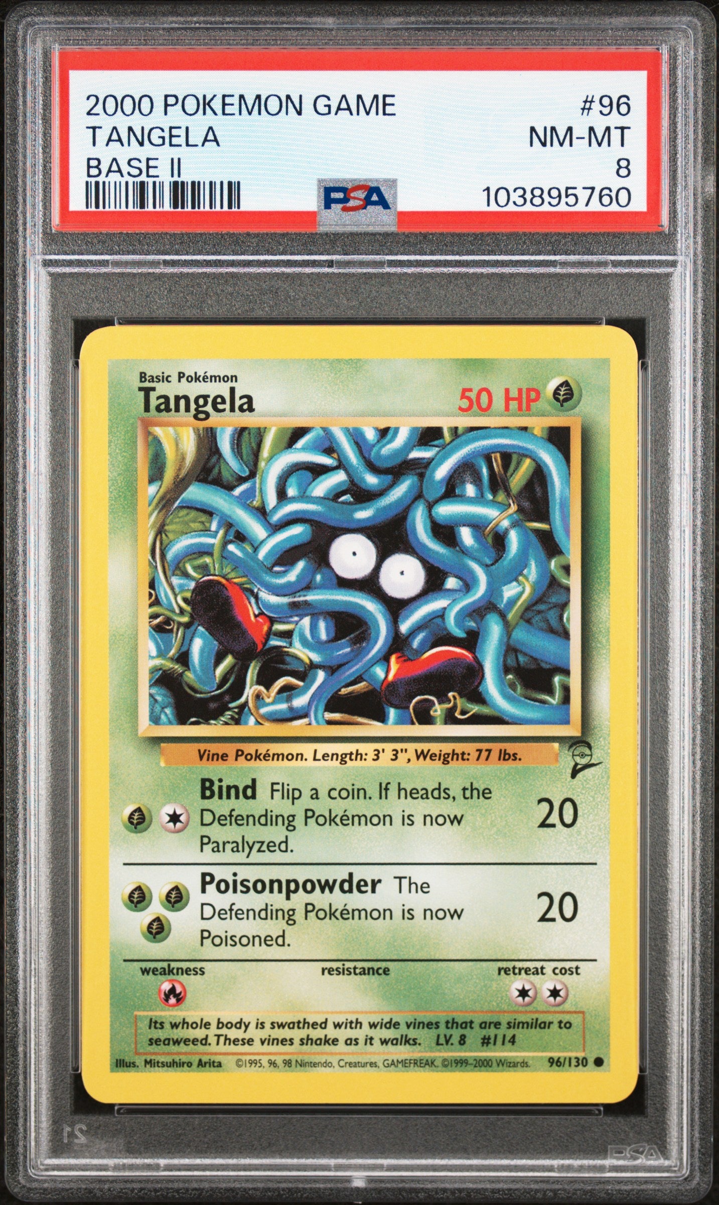 TANGELA 96/130 Common POKEMON GAME BASE II BASE II PSA8 NM-MT 8 PSA population 24 <a href=https://www.psacard.com/cert/103895760/psa>https://www.psacard.com/cert/103895760/psa</a>