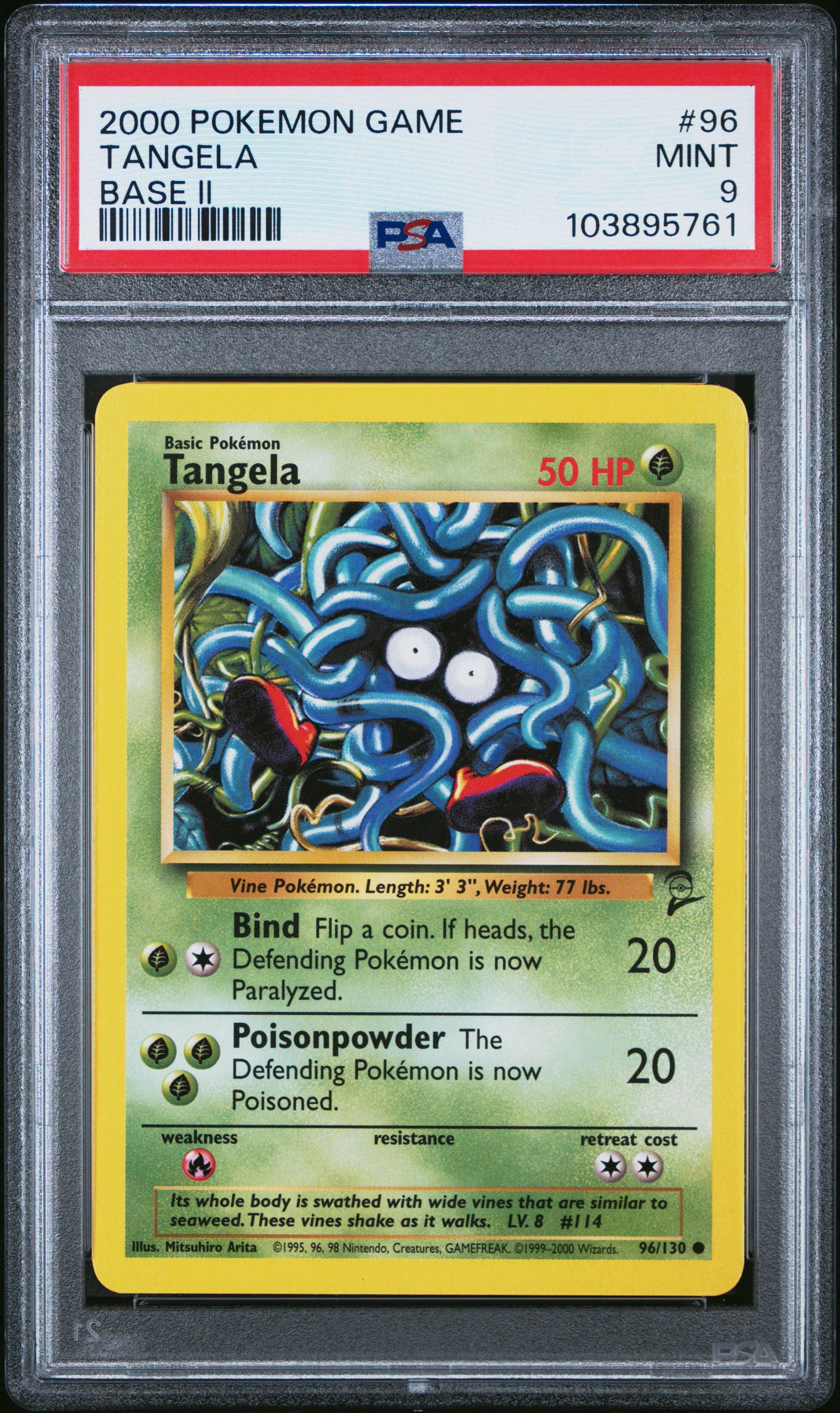 TANGELA 96/130 Common POKEMON GAME BASE II BASE II PSA9 MINT 9 PSA population 45 <a href=https://www.psacard.com/cert/103895761/psa>https://www.psacard.com/cert/103895761/psa</a>