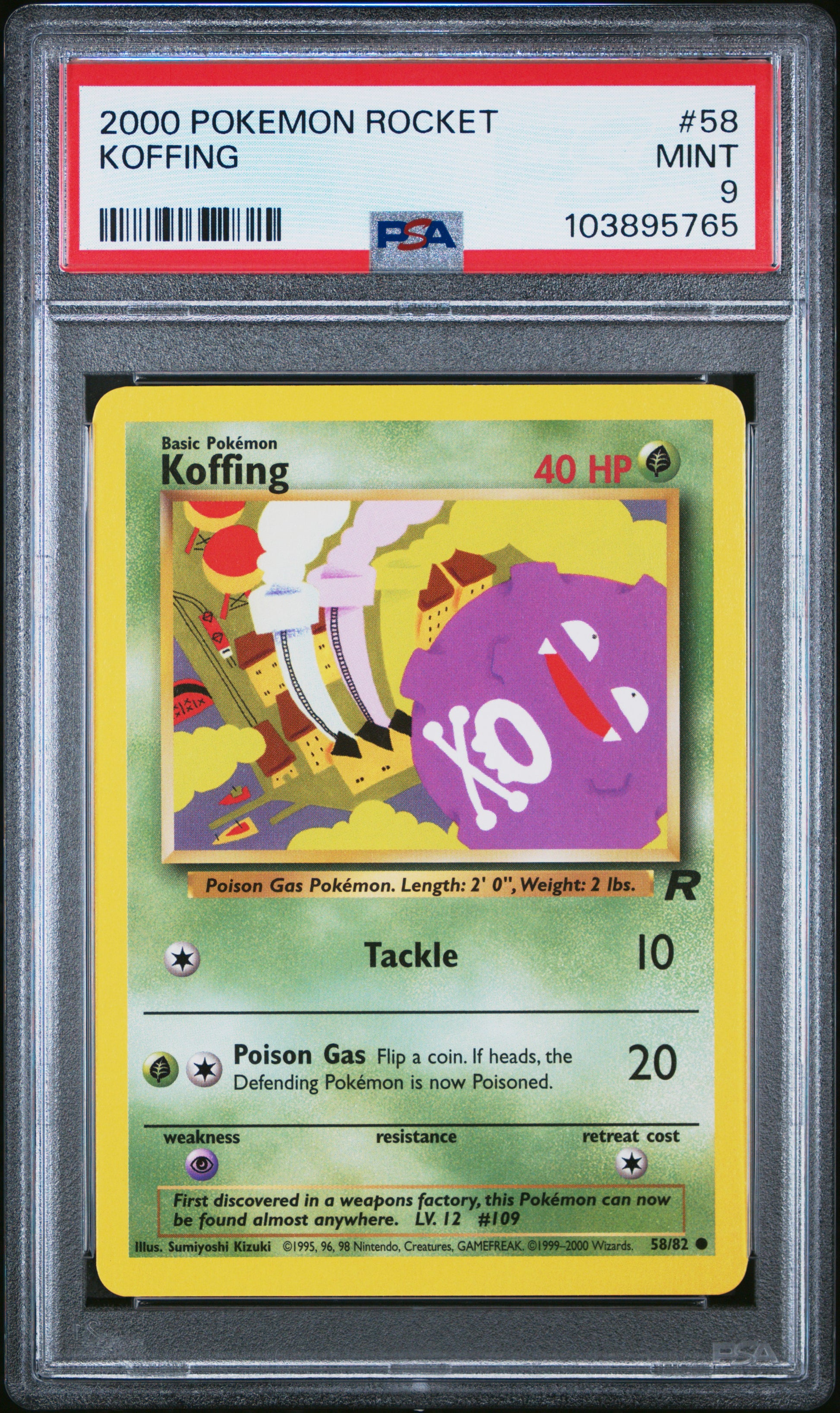 KOFFING 58/82 Common POKEMON ROCKET PSA9 MINT 9 PSA population 77 <a href=https://www.psacard.com/cert/103895765/psa>https://www.psacard.com/cert/103895765/psa</a>