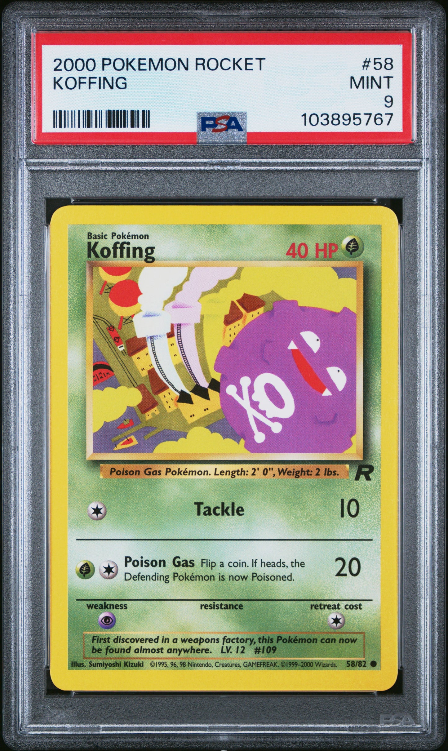 KOFFING 58/82 Common POKEMON ROCKET PSA9 MINT 9 PSA population 77 <a href=https://www.psacard.com/cert/103895767/psa>https://www.psacard.com/cert/103895767/psa</a>