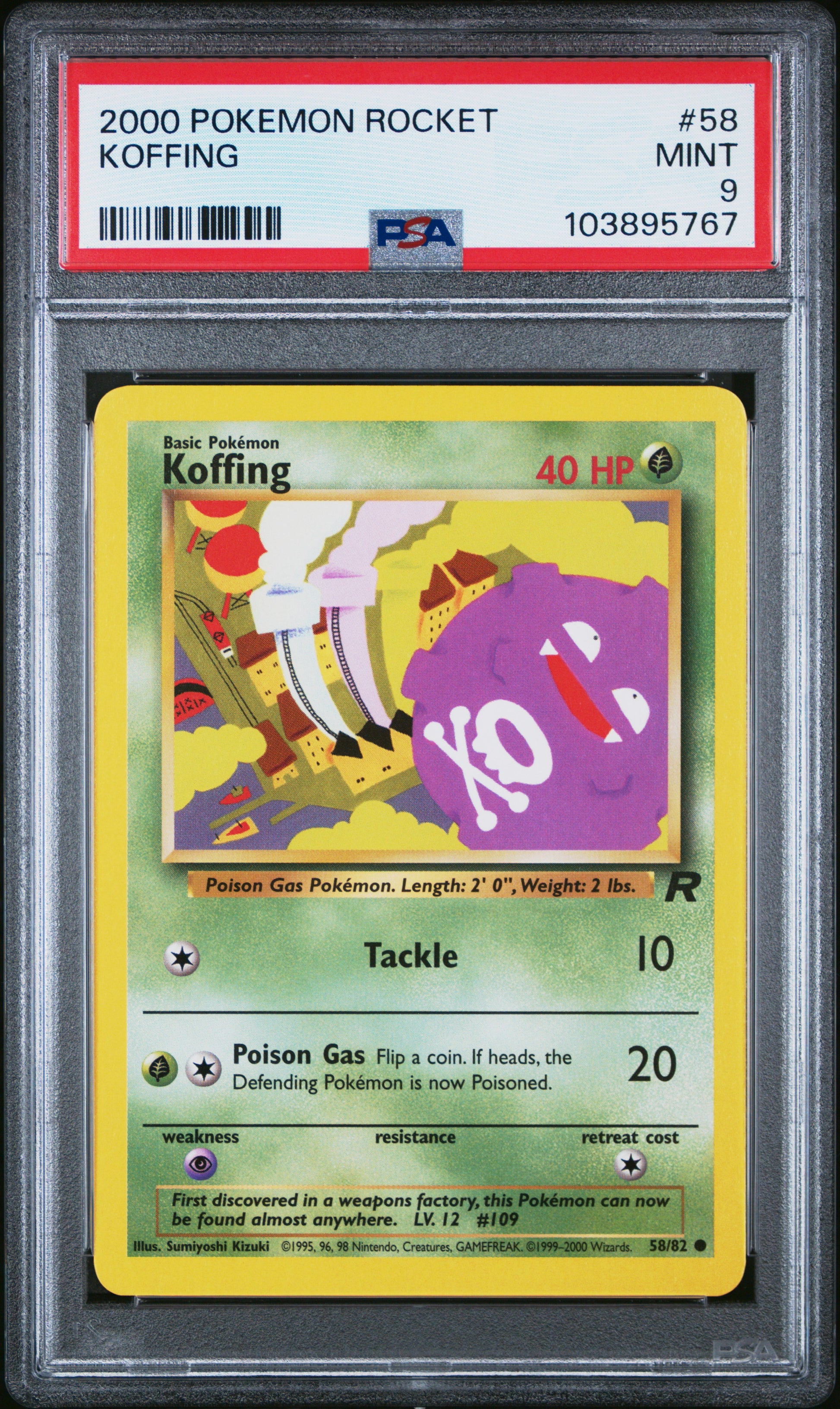 KOFFING 58/82 Common POKEMON ROCKET PSA9 MINT 9 PSA population 77 <a href=https://www.psacard.com/cert/103895767/psa>https://www.psacard.com/cert/103895767/psa</a>