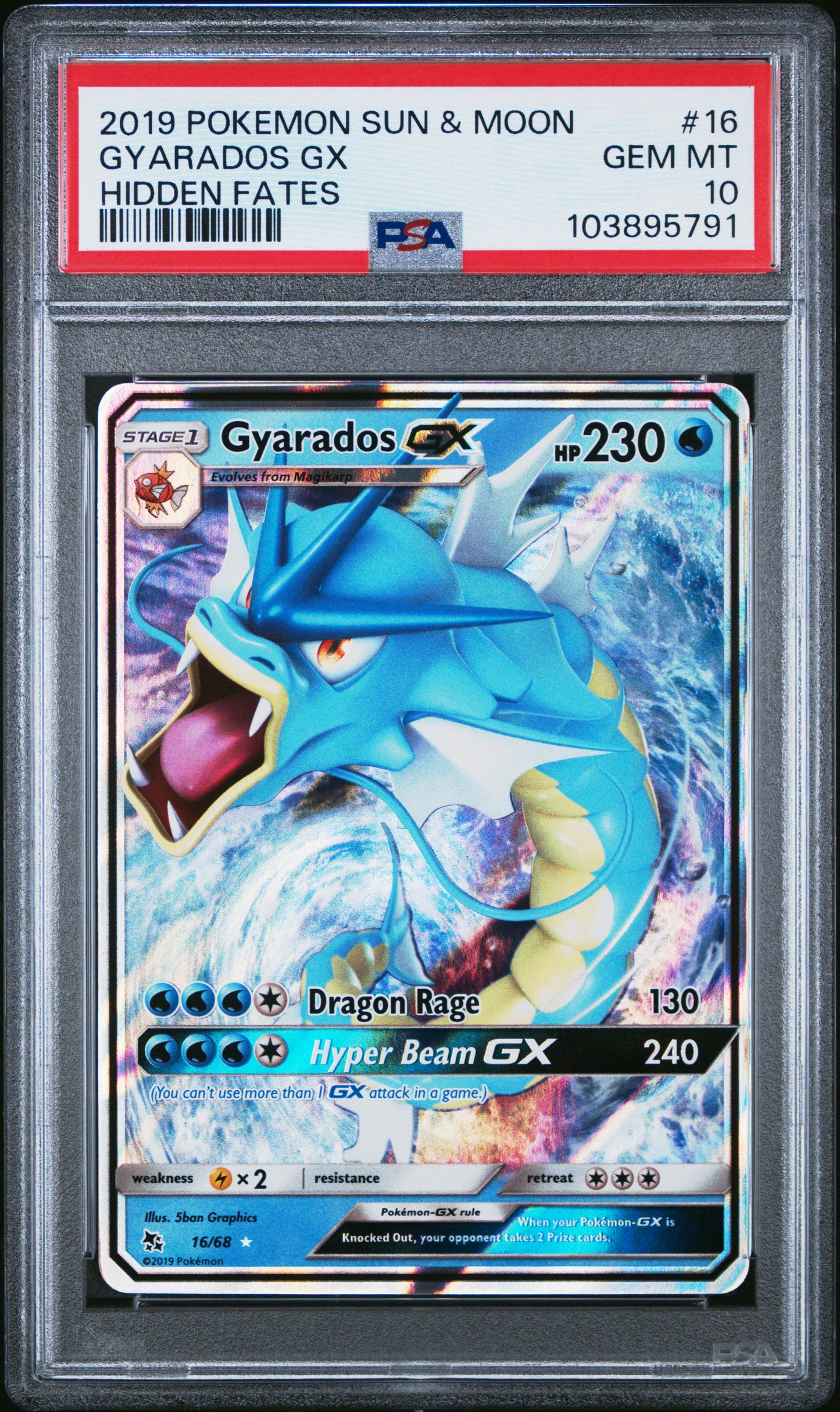 GYARADOS GX 16/68 Common POKEMON SUN & MOON HIDDEN FATES HIDDEN FATES PSA10 GEM MT 10 PSA population 1879 <a href=https://www.psacard.com/cert/103895791/psa>https://www.psacard.com/cert/103895791/psa</a>
